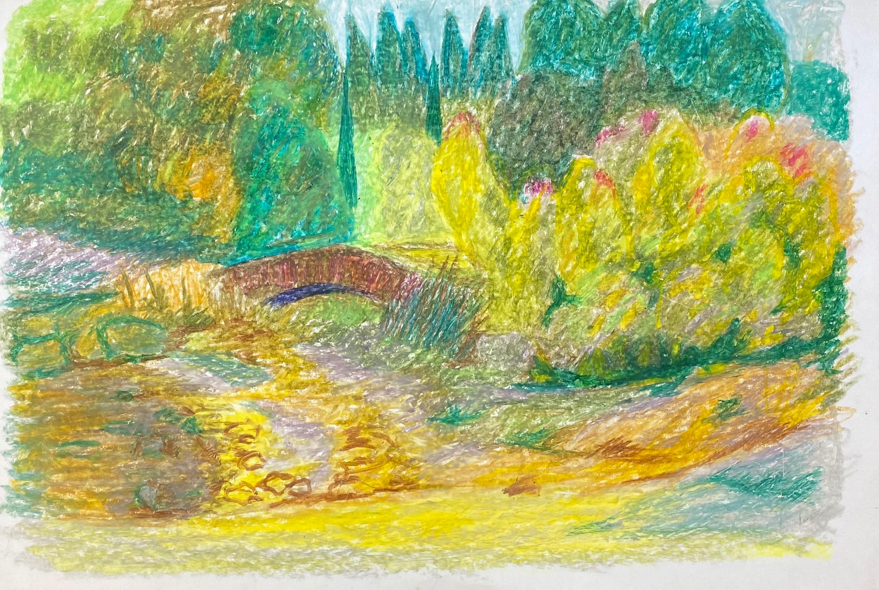 Paysage français de Provence des années 1940  - Artiste post-impressionniste