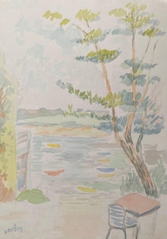 Französische helle Sommerlandschaft der 1940er Jahre in der Provence  - Postimpressionistischer Künstler