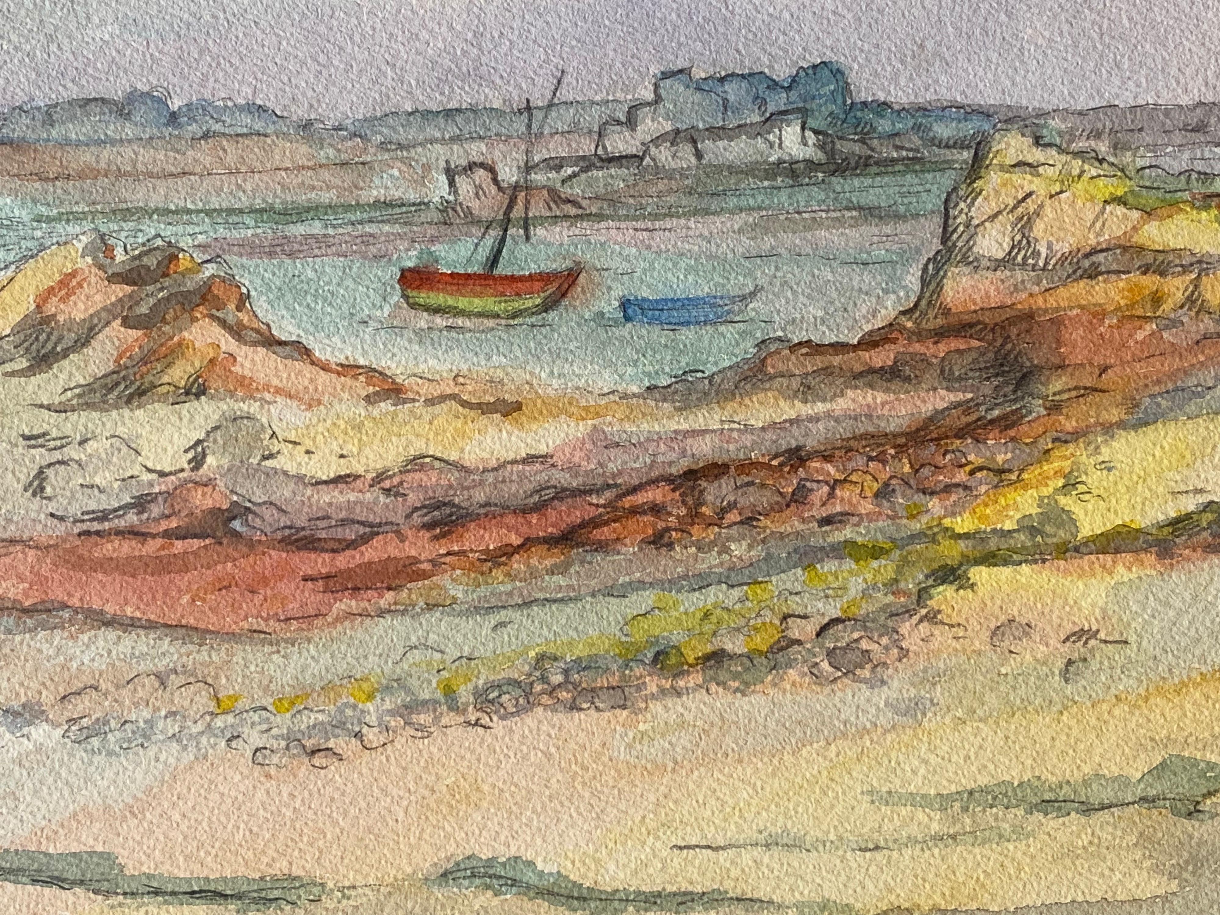 1940's Provence French River Estuary Landscape  - Post Impressionist artist - Painting by Louis Bellon