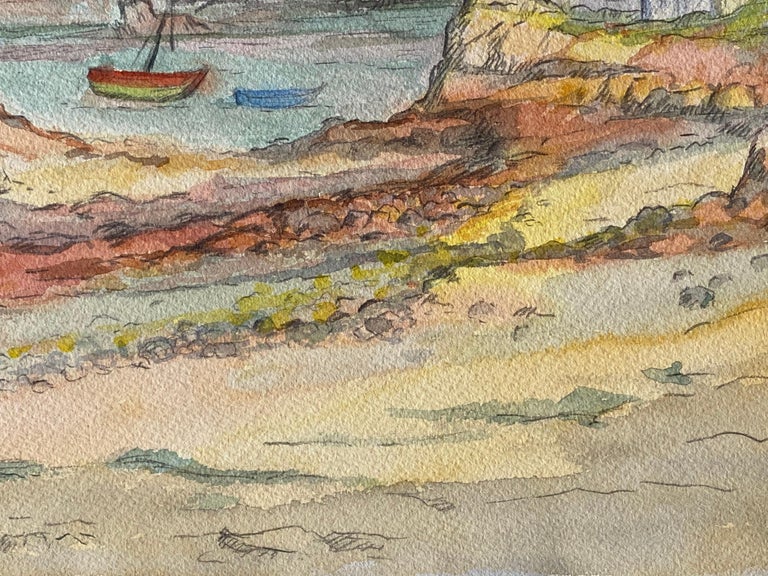 1940's Provence French River Estuary Landscape  - Post Impressionist artist - Beige Landscape Painting by Louis Bellon