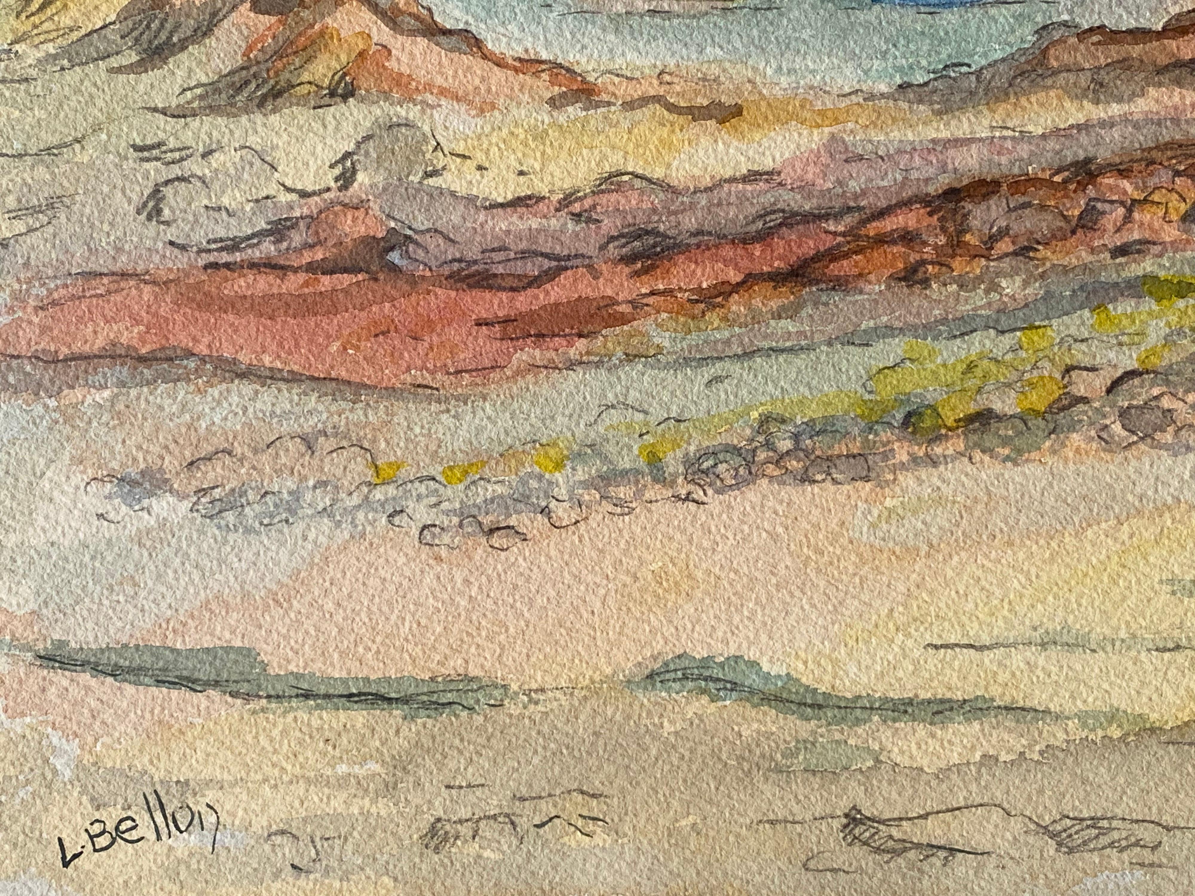 1940's Provence French River Estuary Landscape  - Post Impressionist artist - Beige Landscape Painting by Louis Bellon