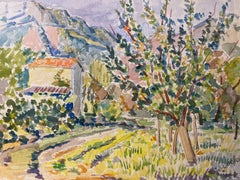 1940's Provence Malerei Französisch Bunte Landschaft - Post-Impressionist Künstler