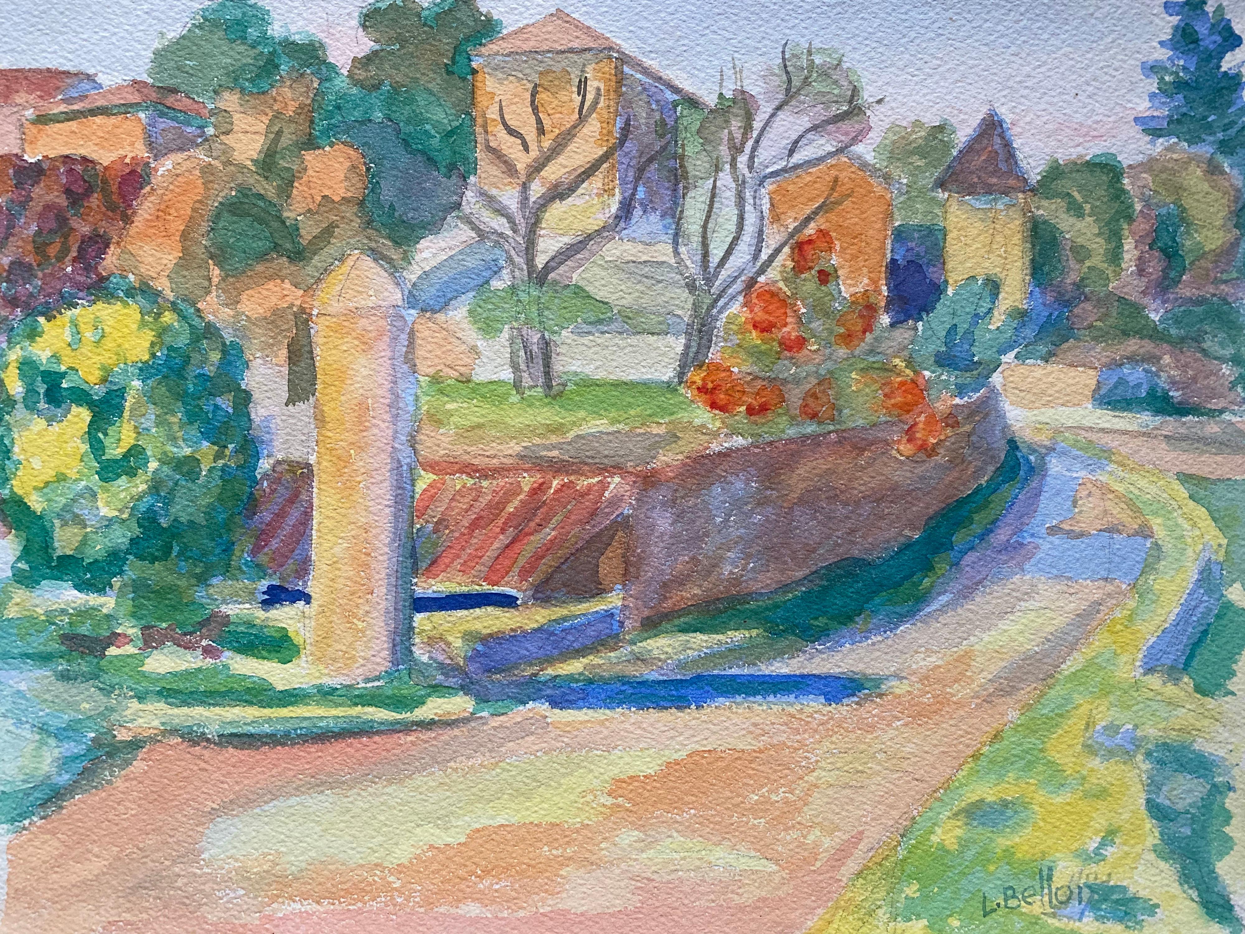 Französische Provence-Gemälde der 1940er Jahre, Landschaft der Provence  - Postimpressionistischer Künstler – Painting von Louis Bellon