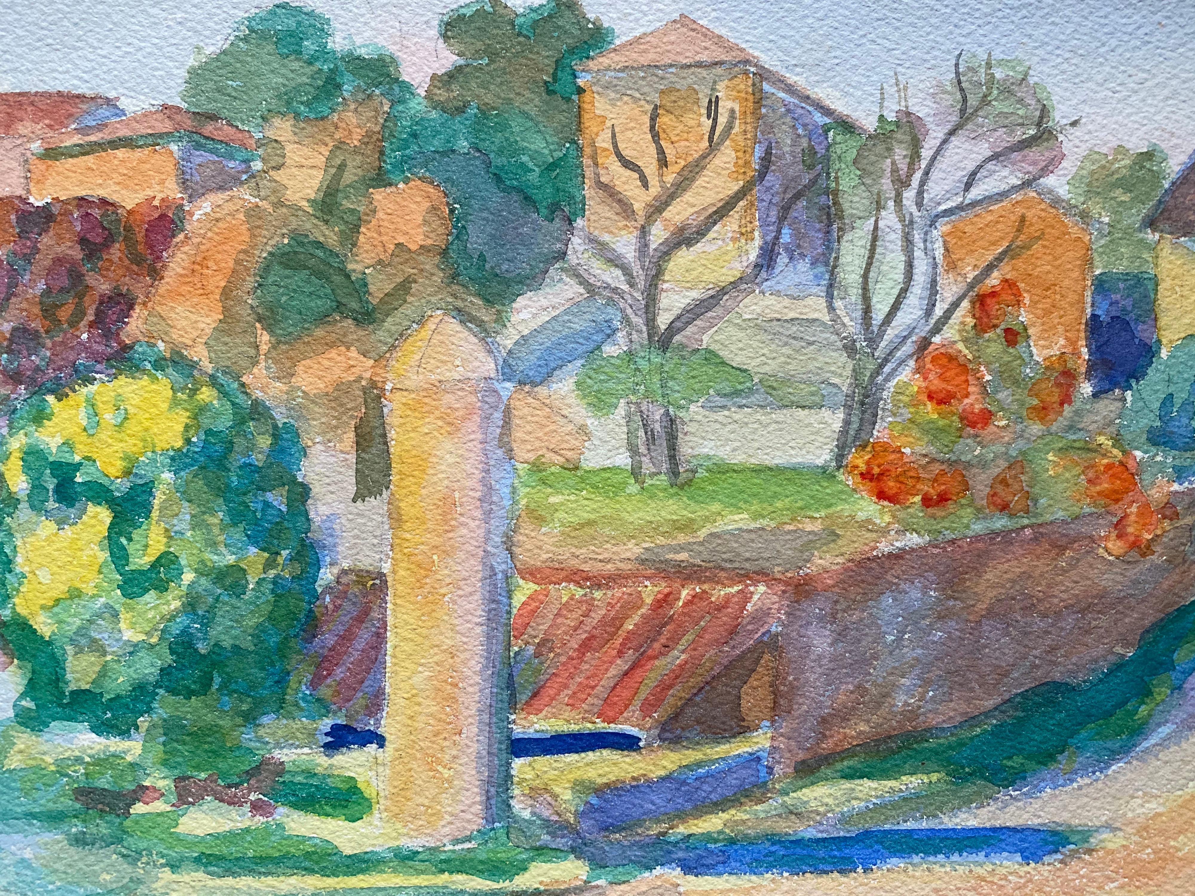 1940's Provence Painting French Pathway Landscape  - Artista postimpresionista en venta 4