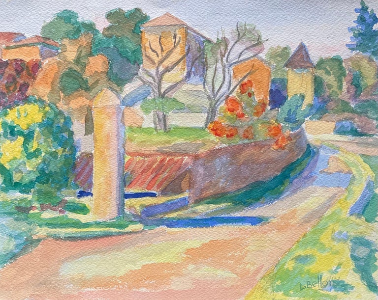 Louis Bellon Landscape Painting - 1940's Provence Painting French Pathway Landscape  - Post Impressionist artist