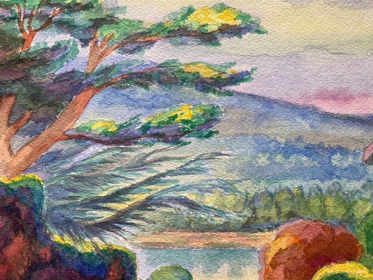 1940's Provence Painting Vibrant Tree Landscape  - Post Impressionist artist - Gray Landscape Art by Louis Bellon