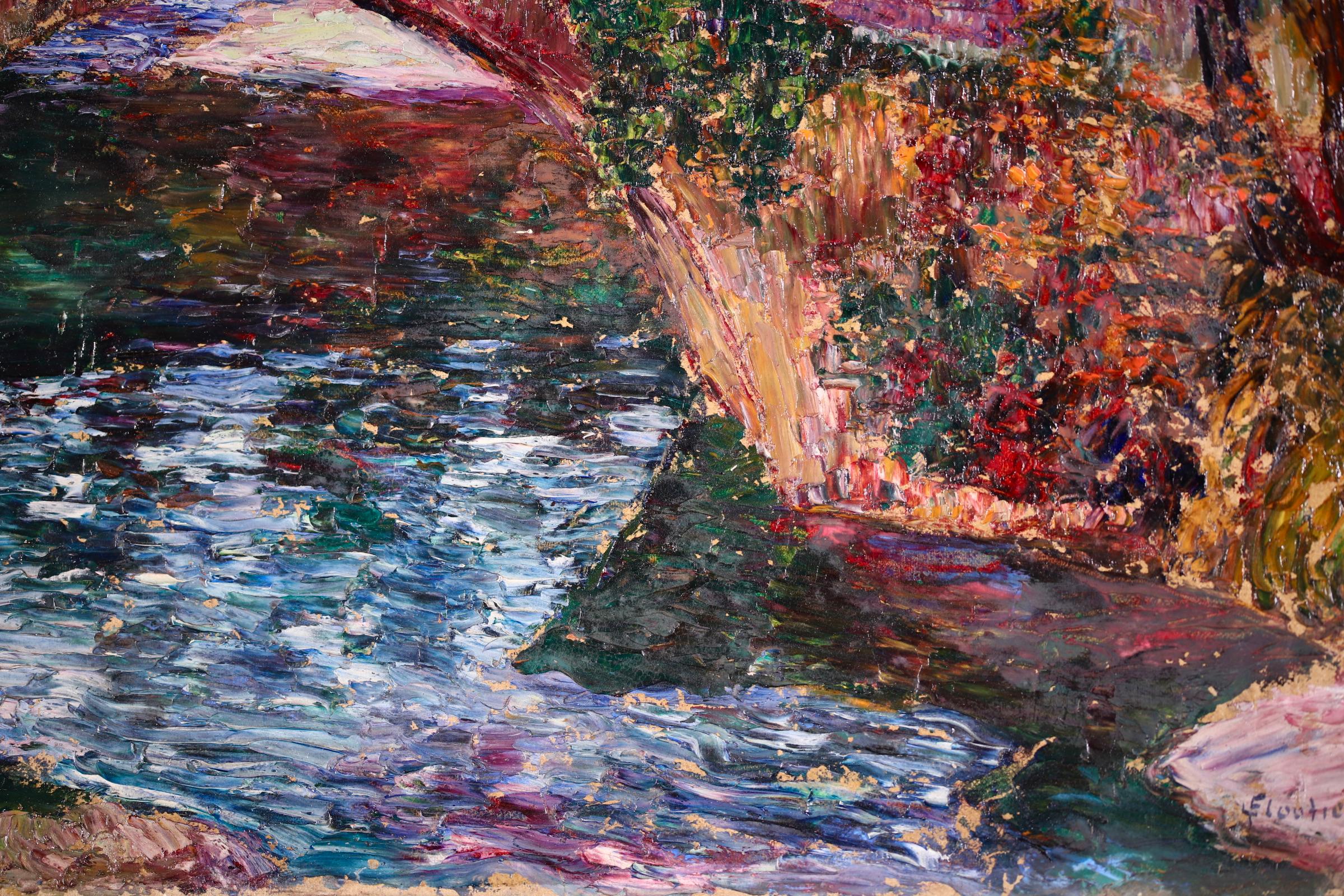 Basque Country - Post Impressionist Oil, River Landscape by Louis Floutier 4