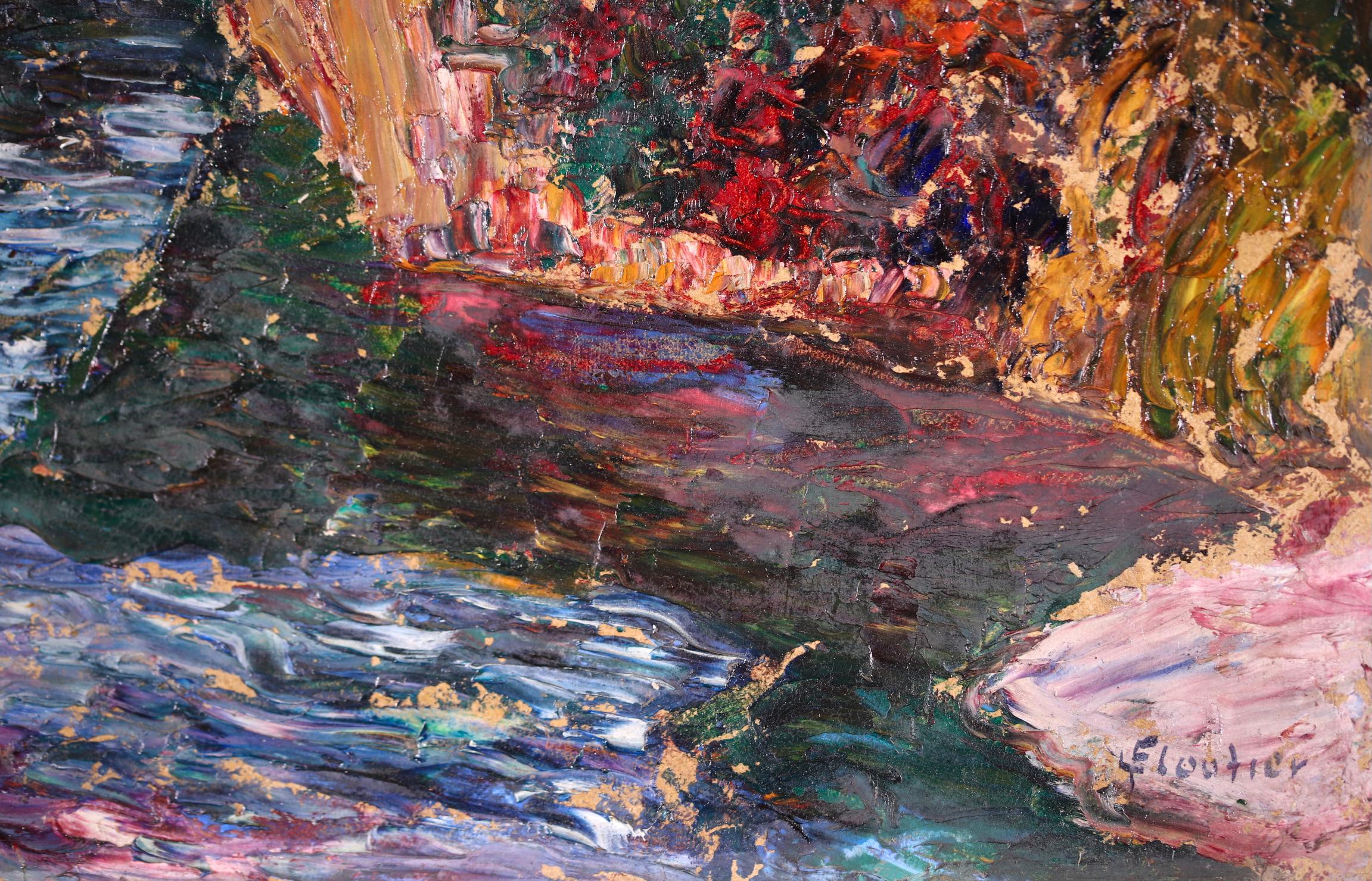 Peinture à l'huile post-impressionniste - Paysage fluvial Basque Country de Louis Floutier 5