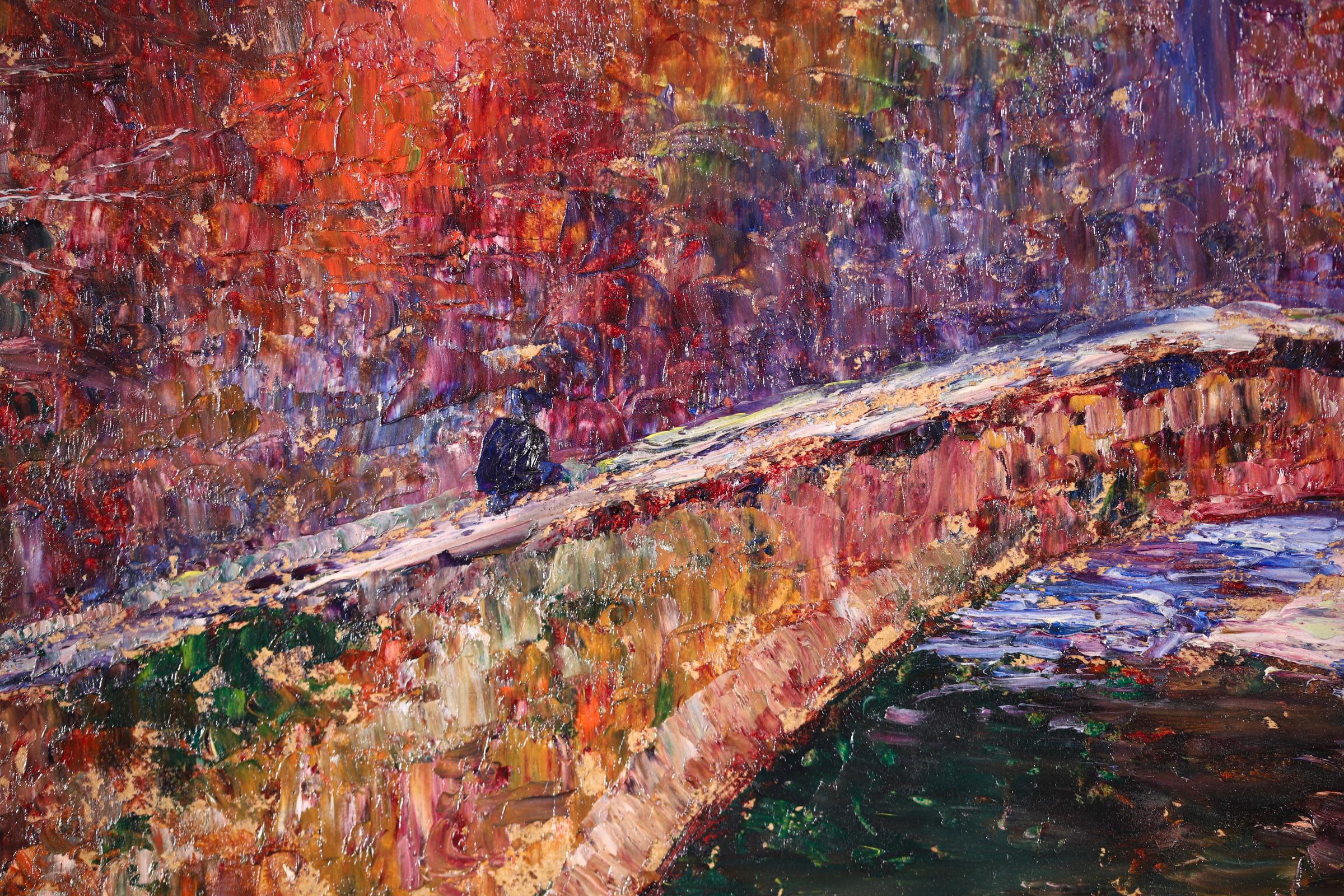 Basque Country - Post Impressionist Oil, River Landscape by Louis Floutier 6