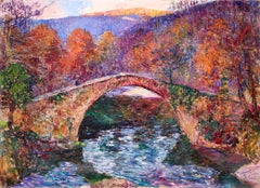 Basque Country - Post Impressionist Oil, River Landscape by Louis Floutier