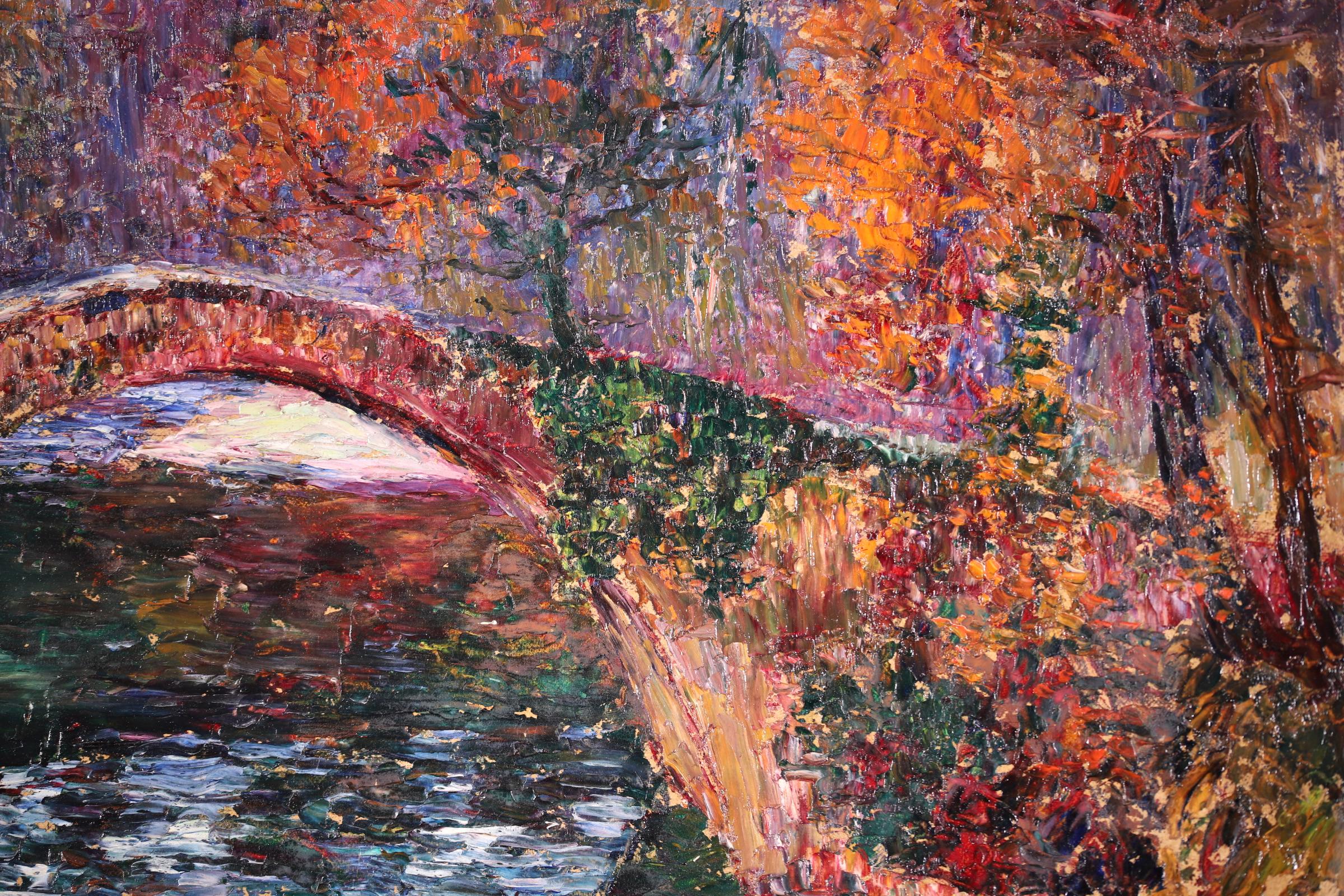 Peinture à l'huile post-impressionniste - Paysage fluvial Basque Country de Louis Floutier 3