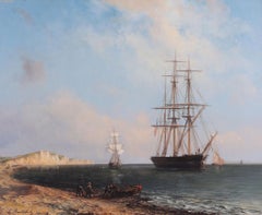 Pulling the Boat Out to the Ships, Oil on Canvas, French School, 1860s