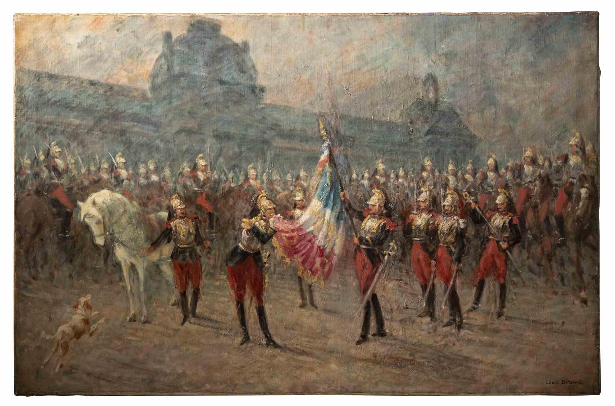 Louis Beraud Figurative Painting - Ceremony of the Cuirassiers -Painting by L. Beraud - Early 20th Century