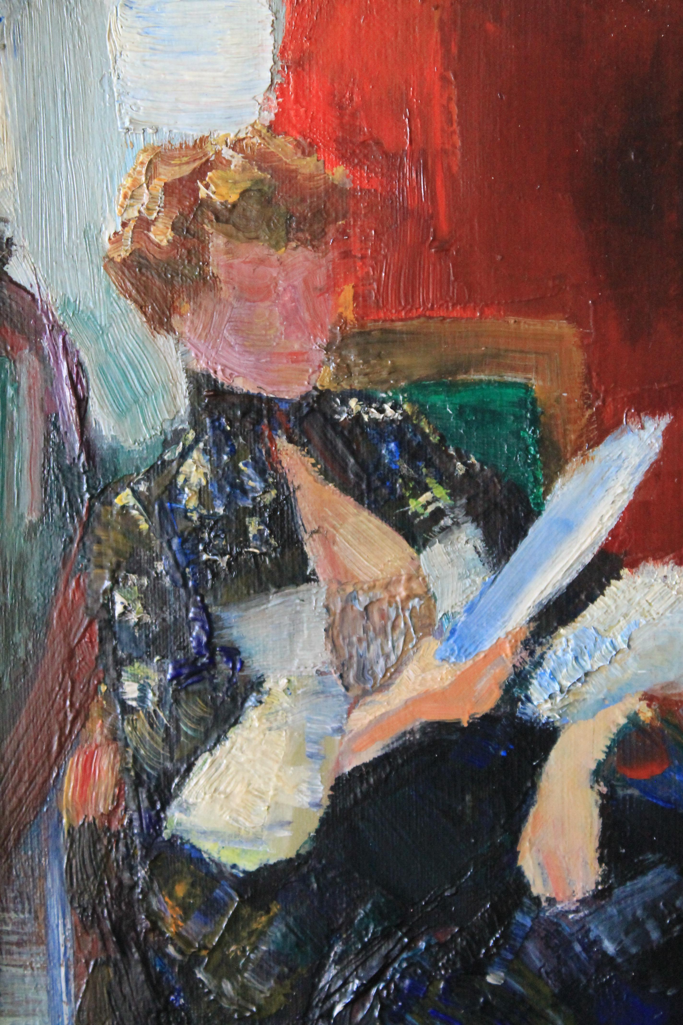Figurative oil painting woman reading by Louis Berthomme Saint Andre 2