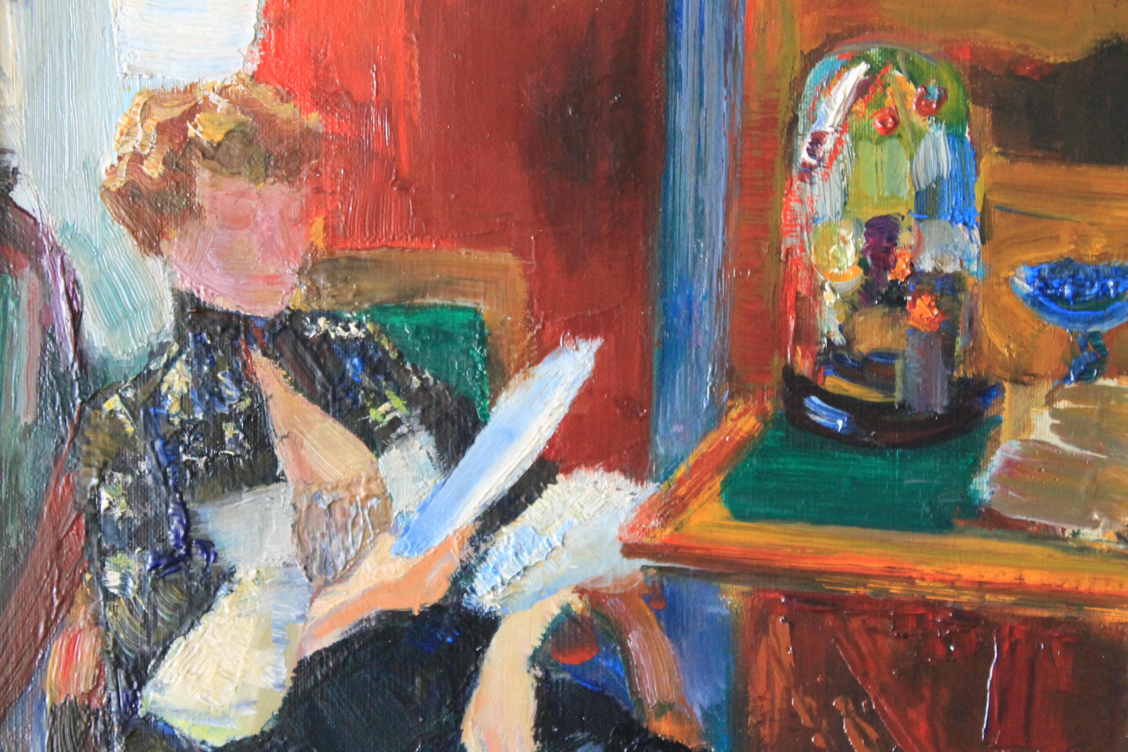 Figurative oil painting woman reading by Louis Berthomme Saint Andre 4