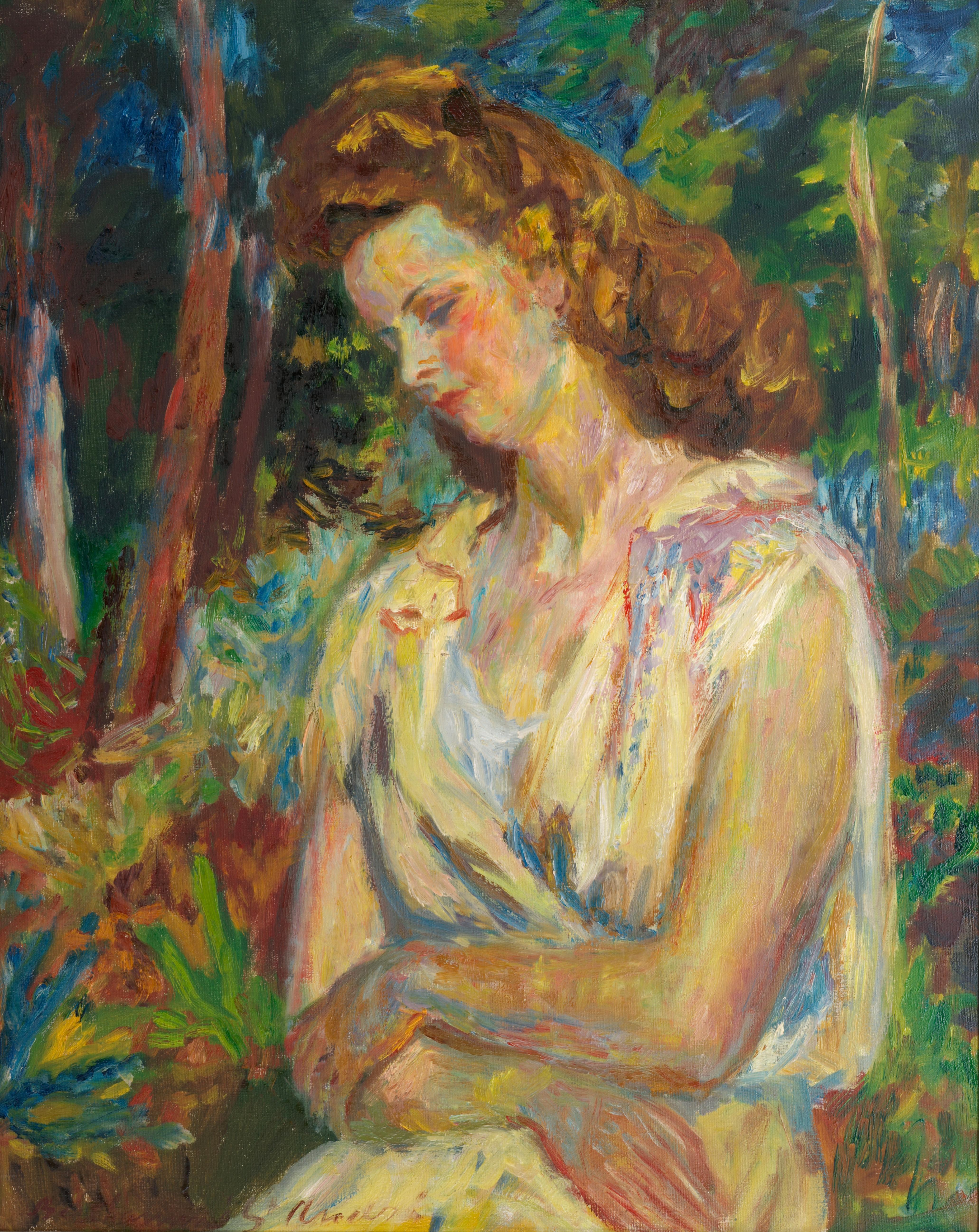 La mujer pelirroja - Painting de Louis Berthomme Saint-Andre