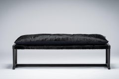 Louis Black Bench Sandblasted Oak/Walnut with Black Cowhide Seat, Mandy Graham