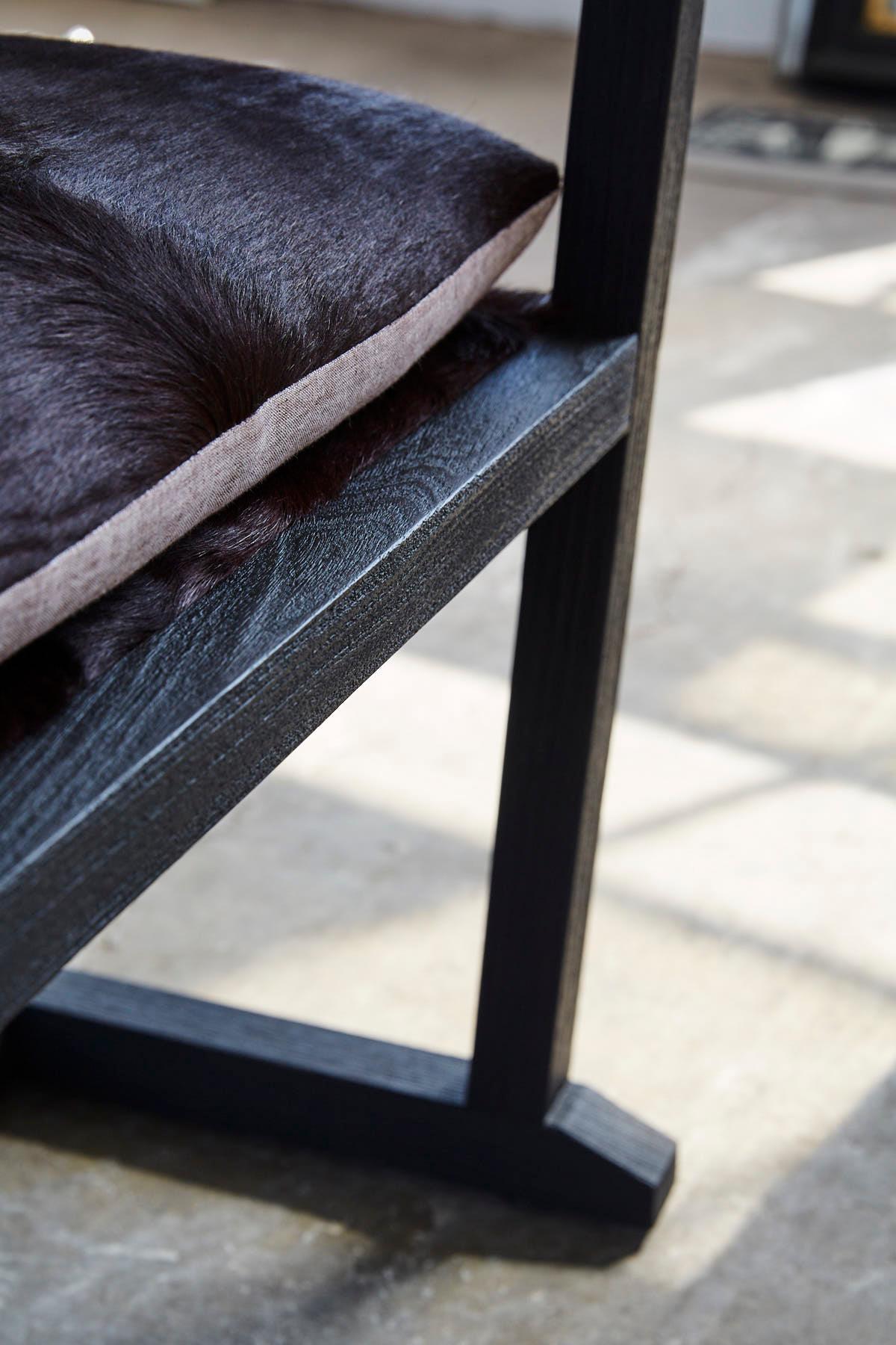 LOUIS Black Chair/Armchair Sandblasted Oak/Burgundy Cowhide Seat, Mandy Graham In New Condition For Sale In Torrance, CA
