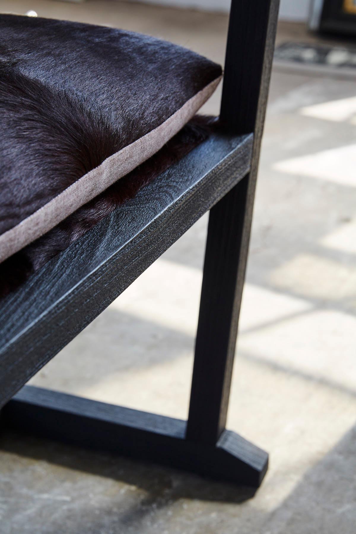 Contemporary LOUIS Black Chair/Armchair Sandblasted Oak/Burgundy Cowhide Seat, Mandy Graham For Sale