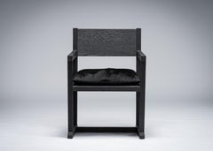 Louis Black Desk Chair/Armchair Sandblasted Oak/Black Cowhide Seat, Mandy Graham
