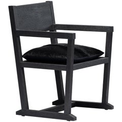 Louis Black Desk Chair/Armchair Sandblasted Oak/Black Cowhide Seat, Mandy Graham
