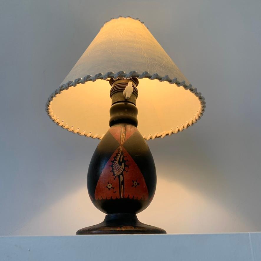 Tischlampe aus Batikholz von Louis Bogtman, Amsterdamer Schule, ca. 1920, Niederlande. im Angebot 4
