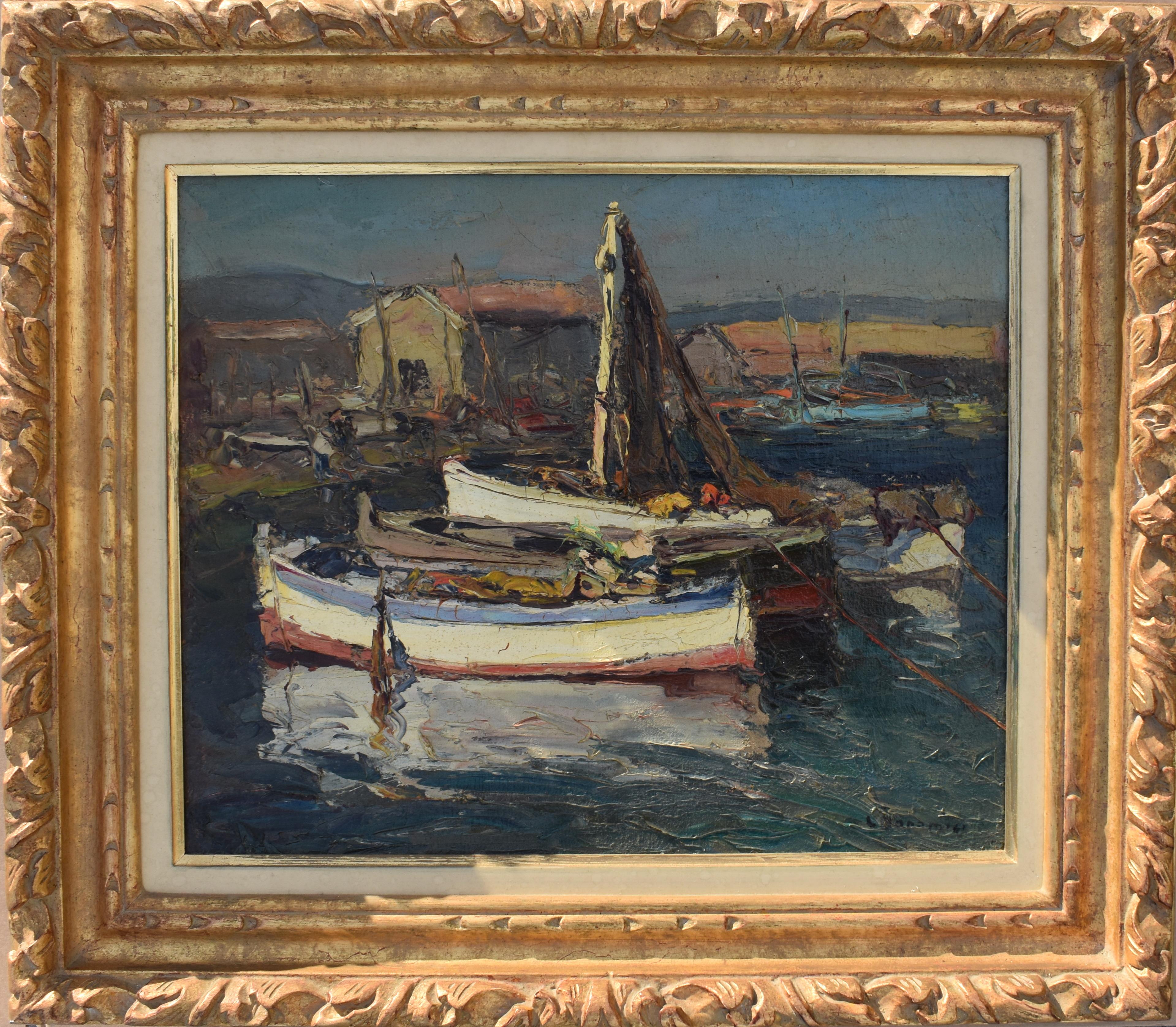 Louis Bonamici (1878–1966) Schule der Provence  Das postimpressionistische Gemälde „Les Barques de P“