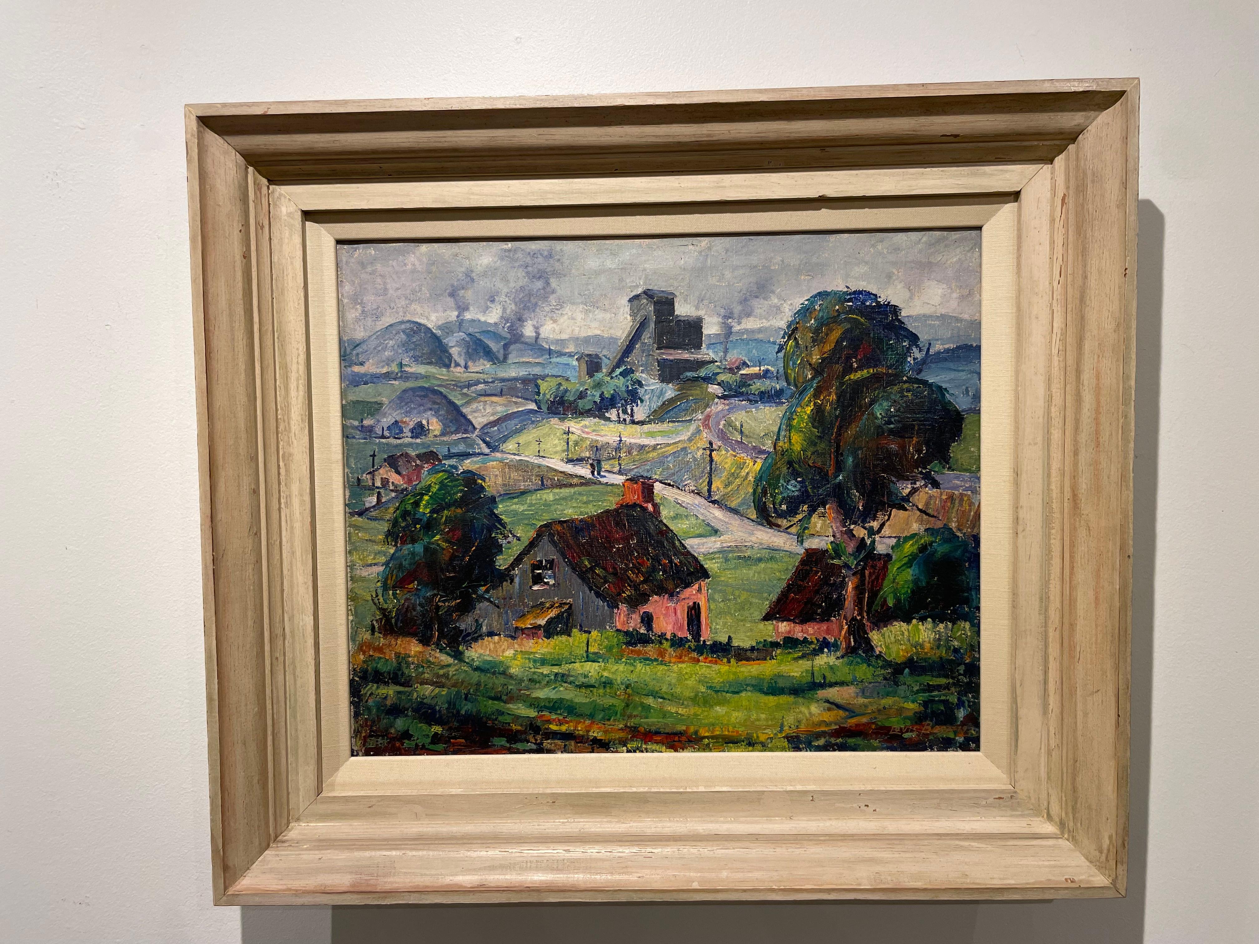 Peinture de paysage coloré du 20e siècle du County, artiste italien en vente 7