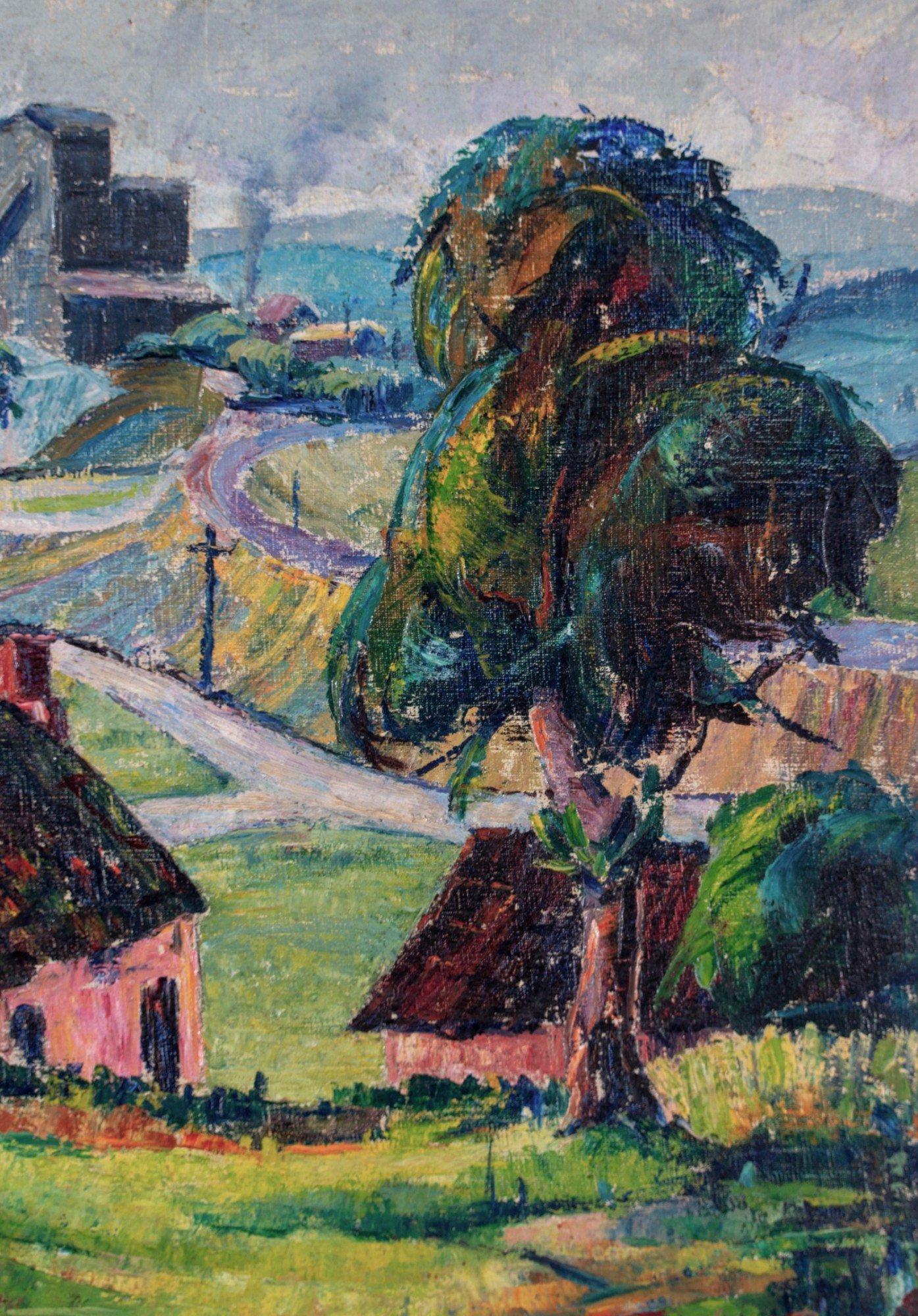 Louis Bosa (américain, 1905-1981)
Comté de Bucks, 1934
Huile sur toile
Signé et daté en bas à droite
17.5 x 21.5 pouces
25.5 x 29 pouces, encadré

Fils d'un tailleur de pierre, il est né en 1905 à Codroipo, un petit village situé à quelques