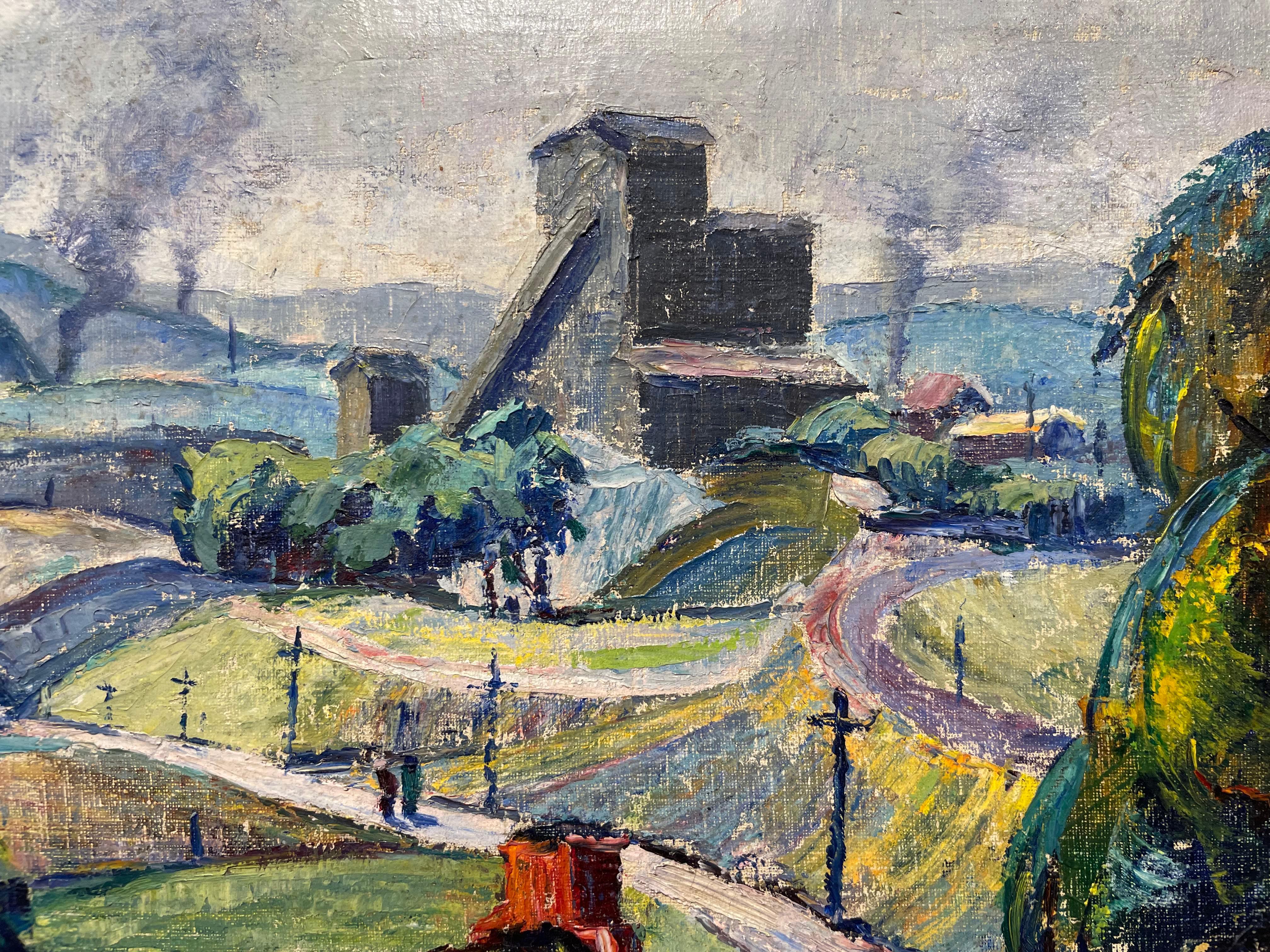 Peinture de paysage coloré du 20e siècle du County, artiste italien en vente 2