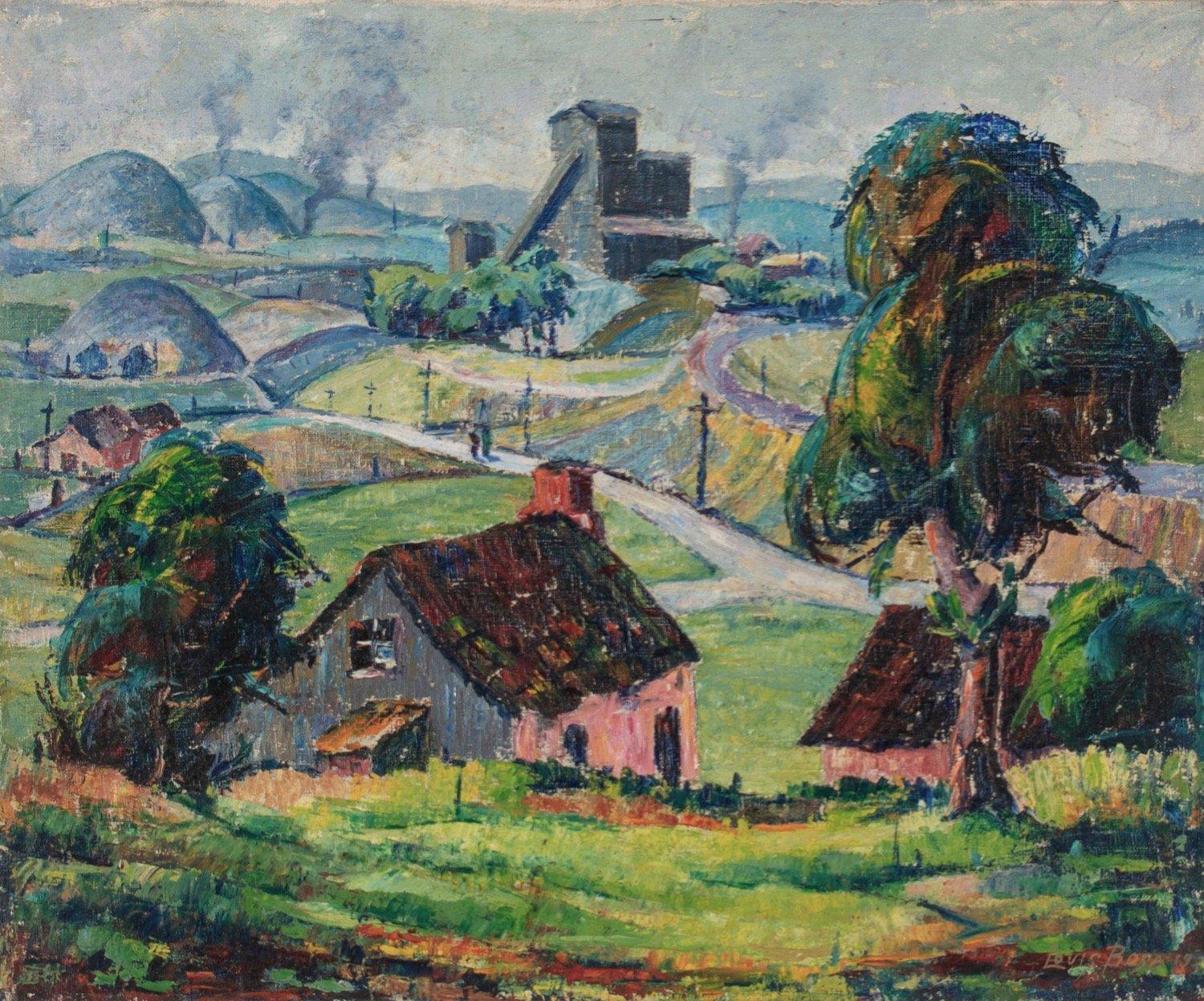 20th Century Bucks County Colorful Landscape Painting, Italian artist 