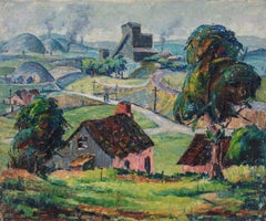 Peinture de paysage coloré du 20e siècle du County, artiste italien 