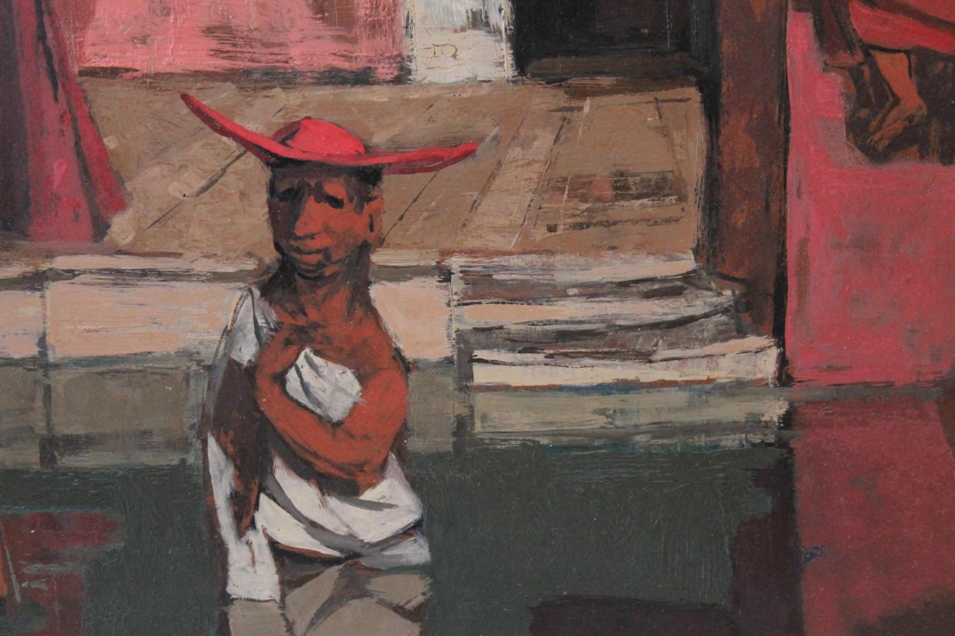 Louis Bosa (italo-americano, 1905-1981)
Isola dei Monaci, 1930 circa
Olio su masonite
Firmato in basso a destra
14 x 24 pollici
23 x 33 pollici, incorniciato

Nasce a Codroipo, un piccolo paese a pochi chilometri da Venezia, nel 1905, figlio di uno