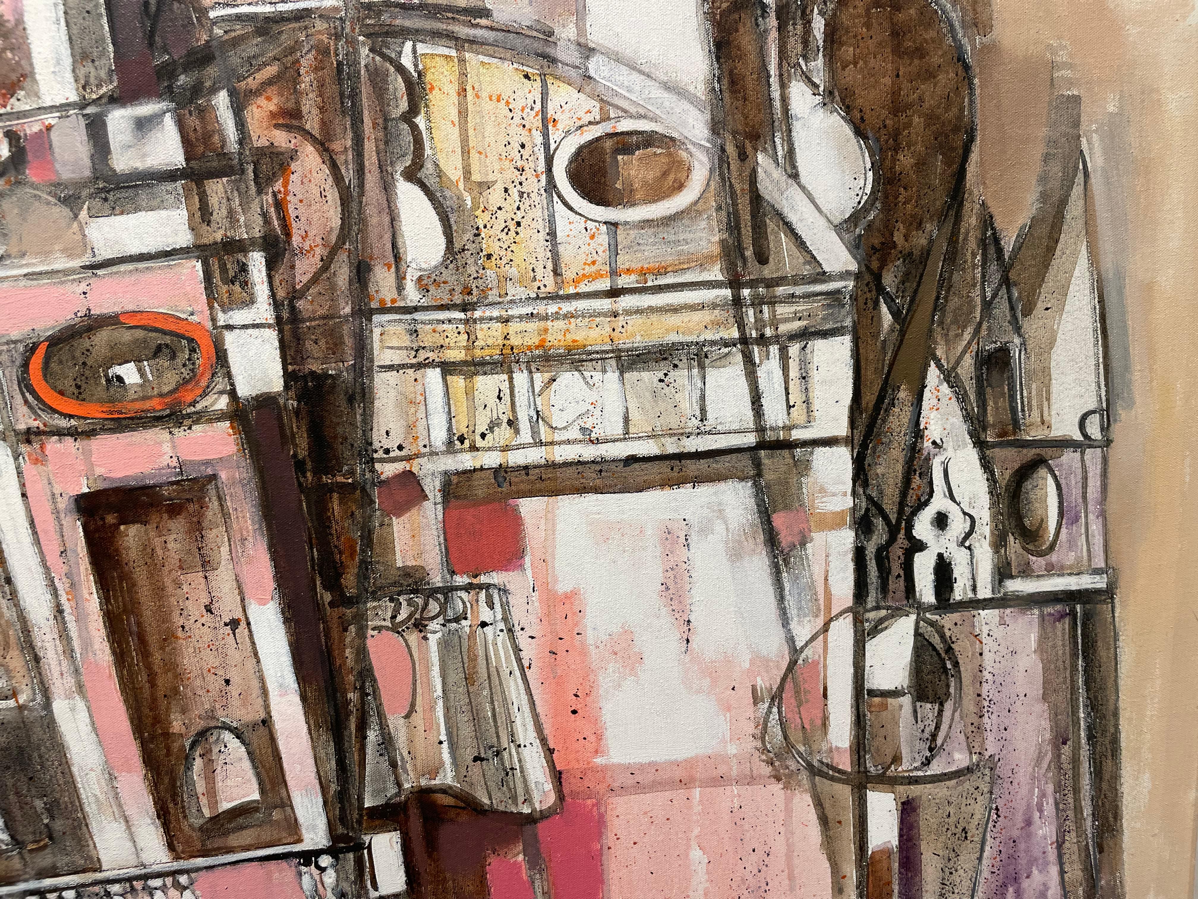 La cathédrale de Venise, grande peinture à l'huile du 20e siècle, artiste italo-américain en vente 6