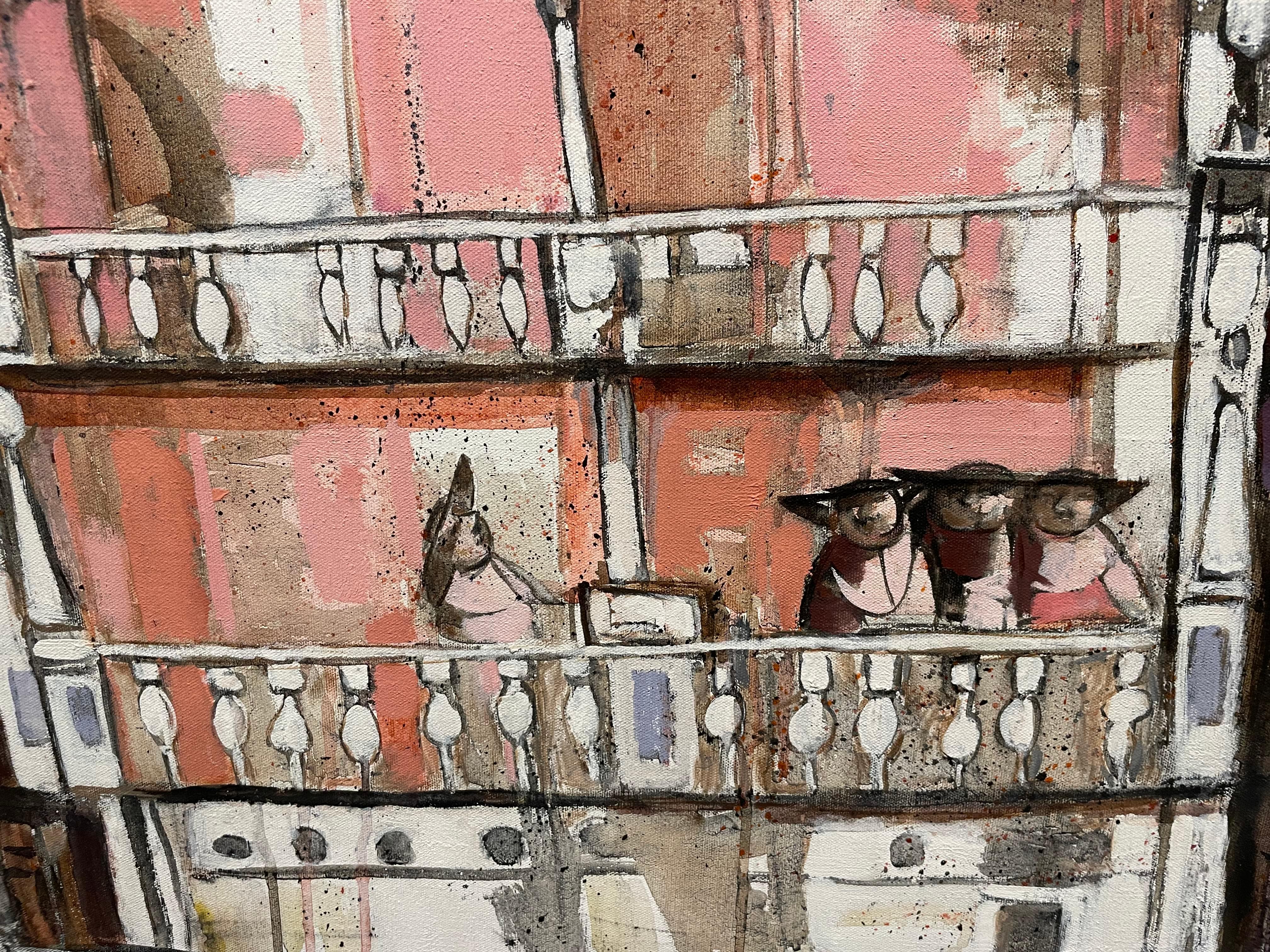 La cathédrale de Venise, grande peinture à l'huile du 20e siècle, artiste italo-américain en vente 8