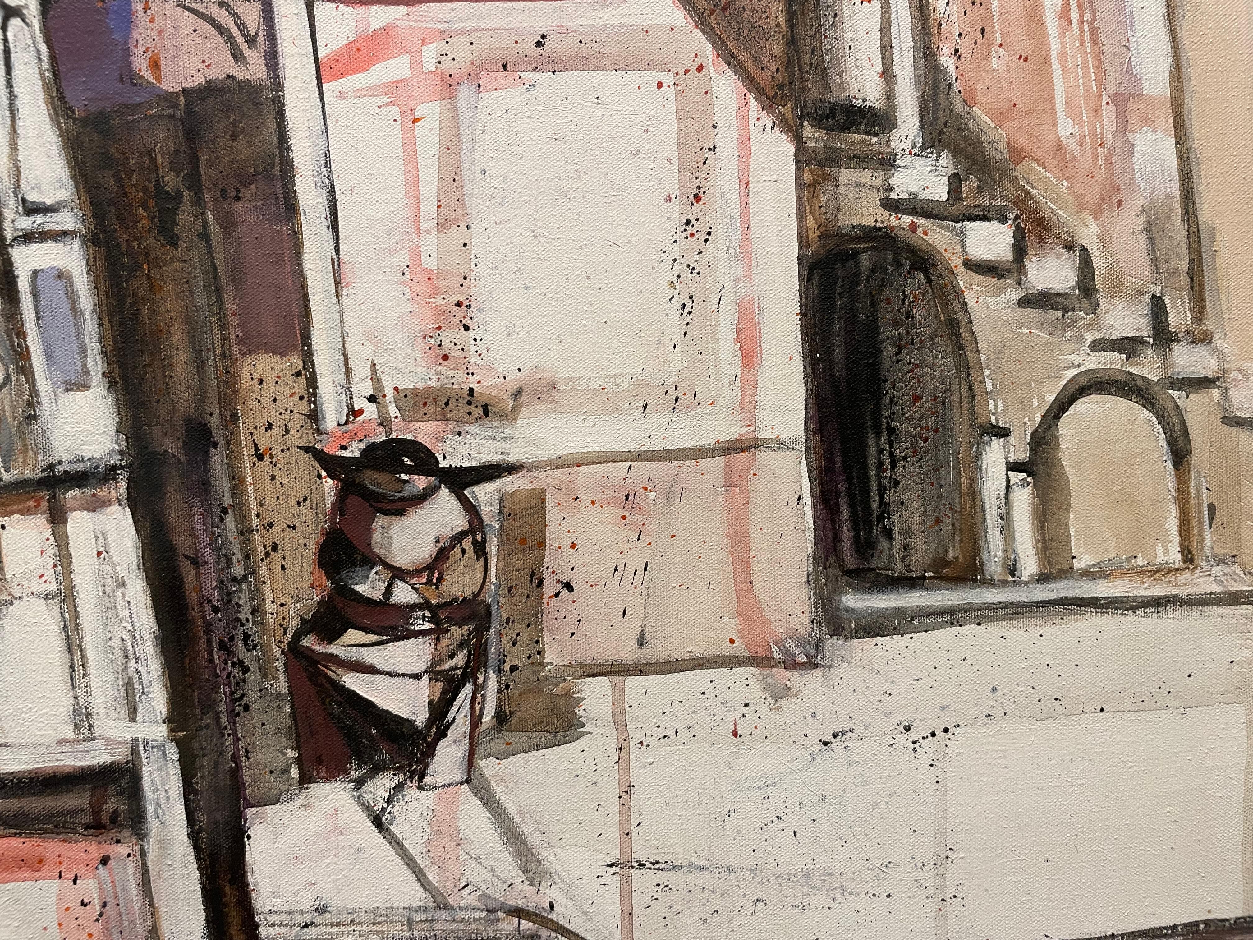 La cathédrale de Venise, grande peinture à l'huile du 20e siècle, artiste italo-américain en vente 9