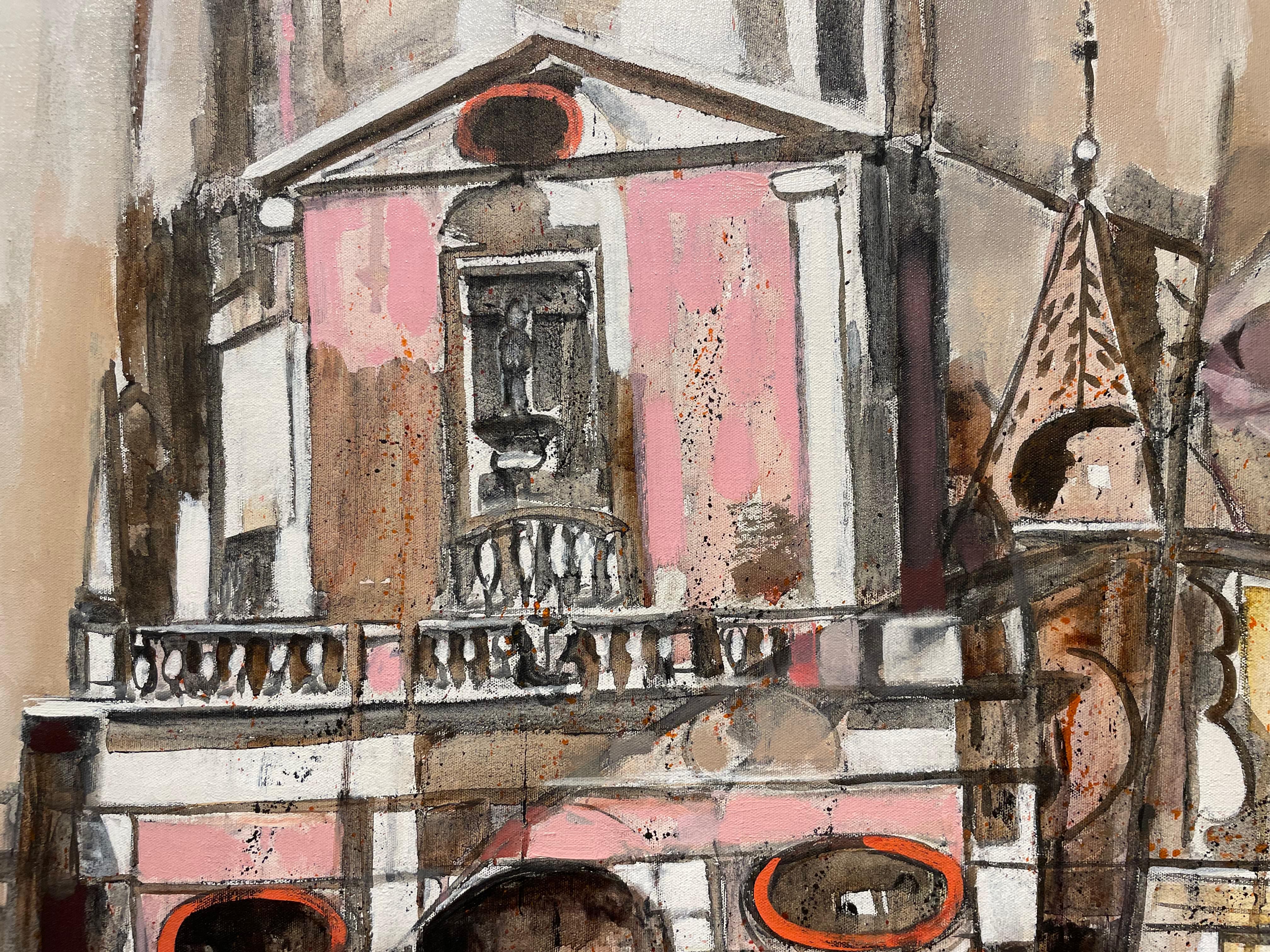 La cathédrale de Venise, grande peinture à l'huile du 20e siècle, artiste italo-américain en vente 4