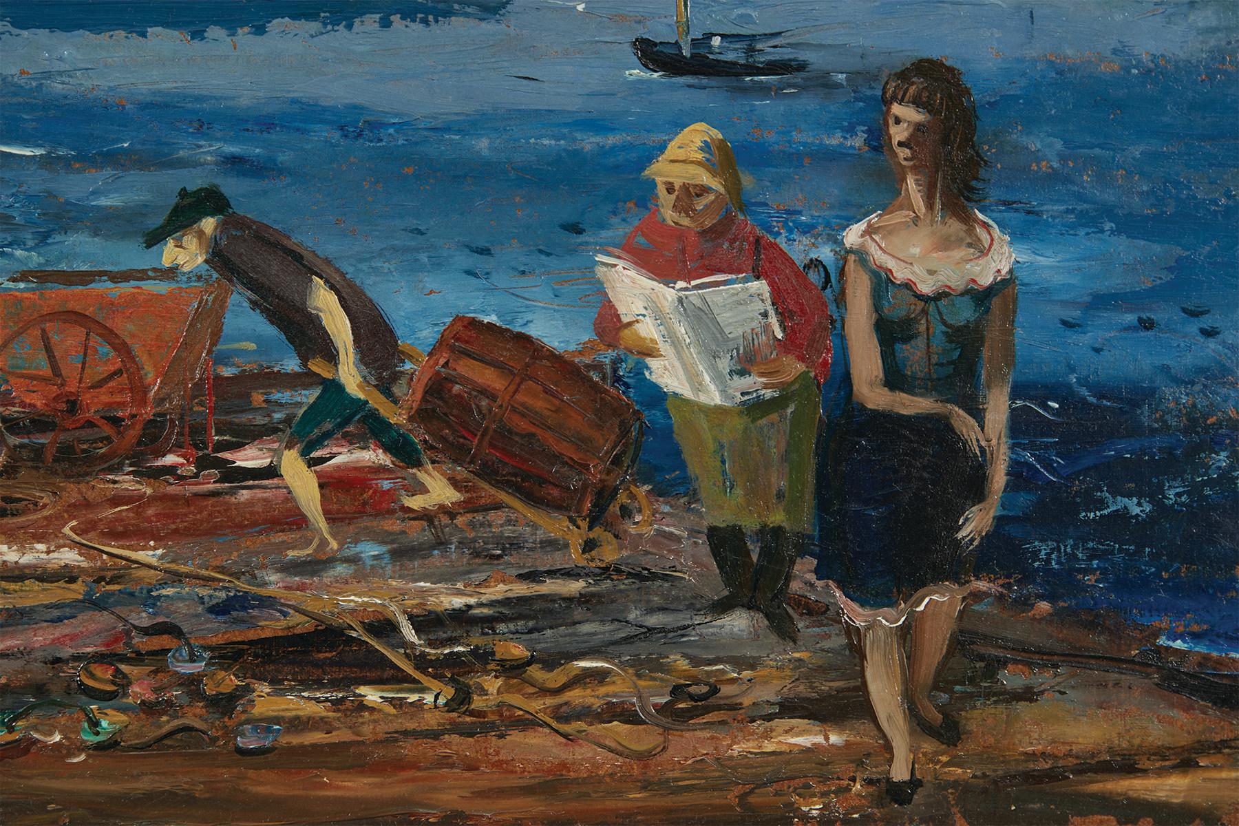 Fischereihafen, Rockport, Massachusetts Szene mit Menschen und Booten im Angebot 1