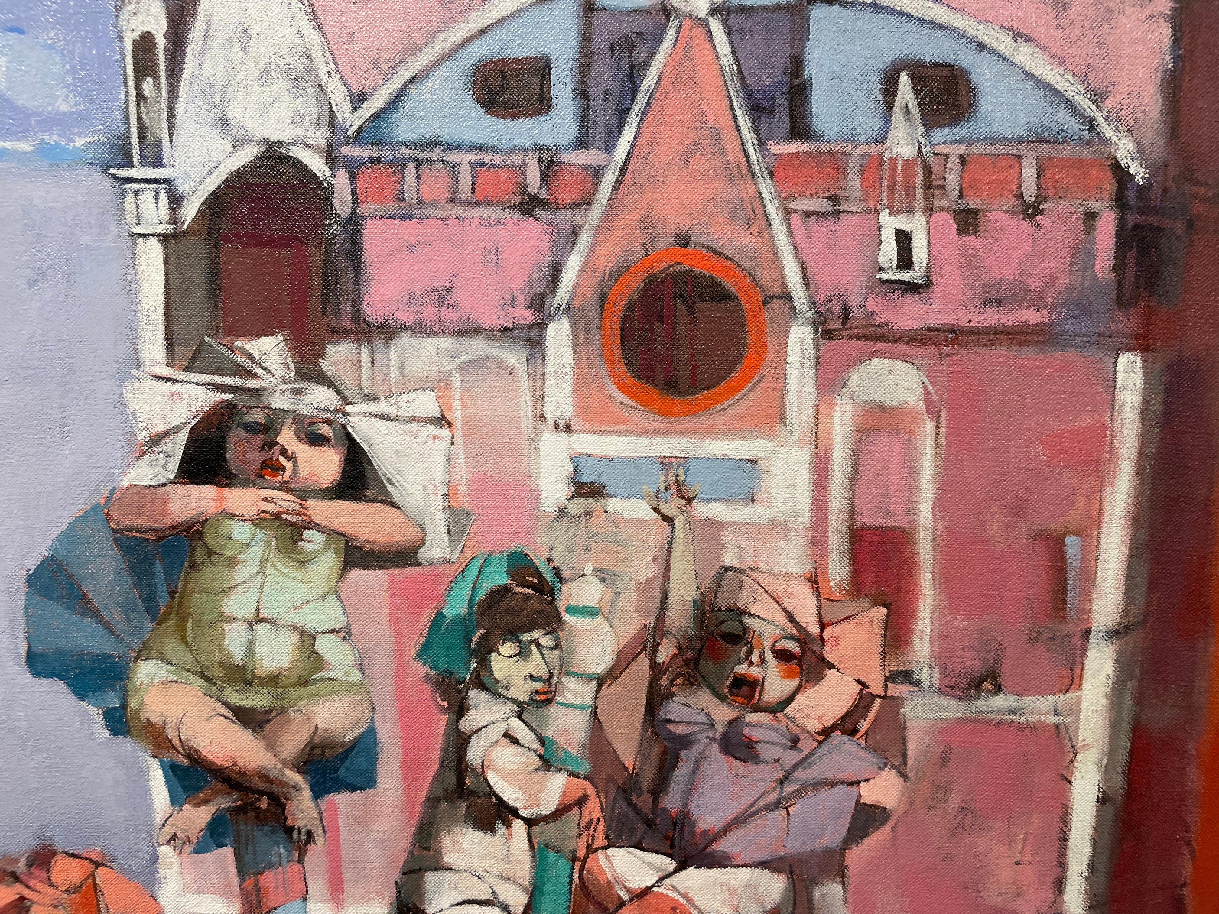 Flood in Venice, Italian Artist, Humorous Landscape/Seascape Scene For Sale 3