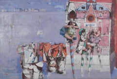 Flood in Venice, Italian Artist, Humorous Depiction of Men & Women