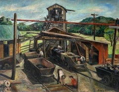Industrial Railroad WPA Mid 20th Century American Scene Rural Modern Realism