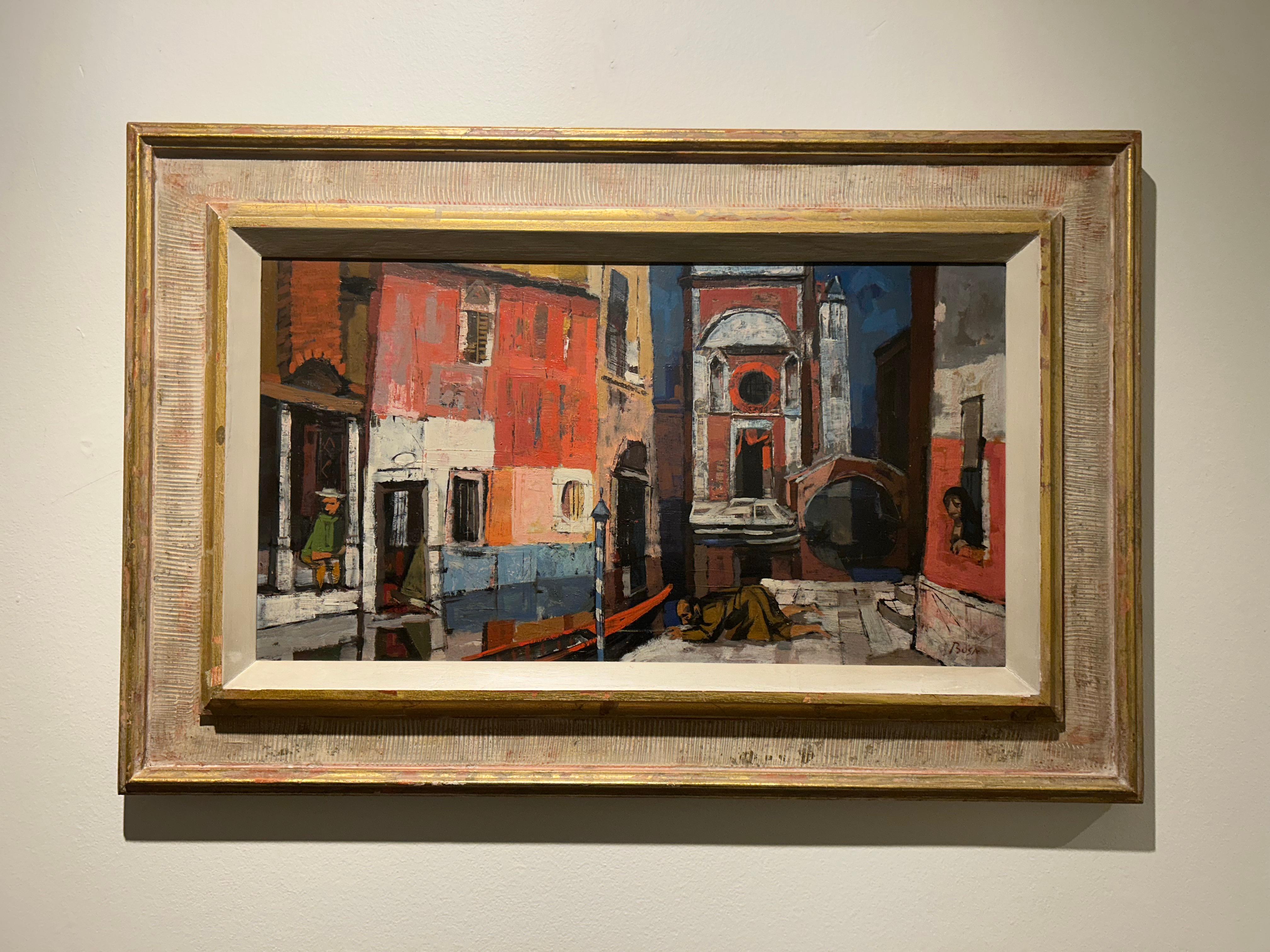 Mid-20th Century Venetian Canal Cityscape, Italian-American artist For Sale 6
