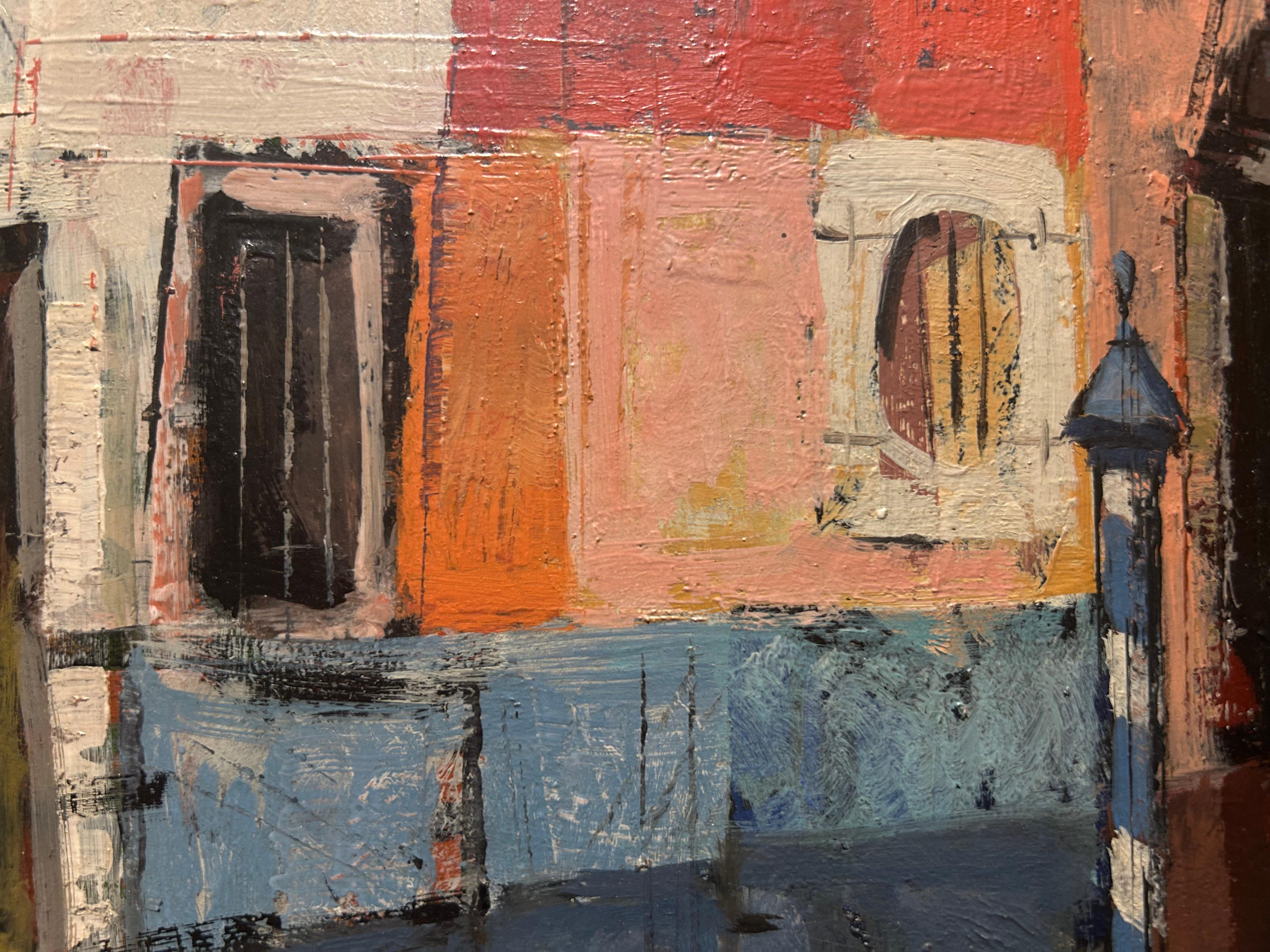 Mid-20th Century Venetian Canal Cityscape, Italian-American artist For Sale 3