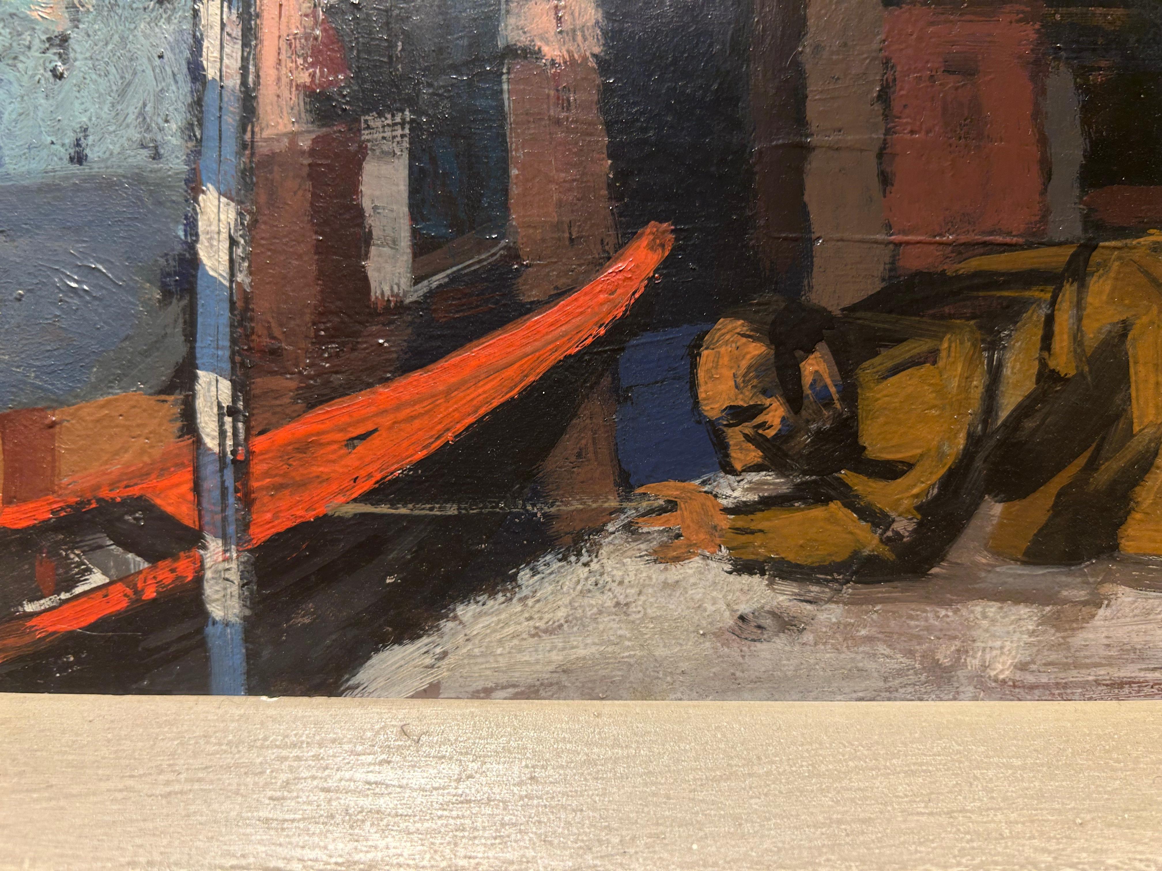 Mid-20th Century Venetian Canal Cityscape, Italian-American artist For Sale 4