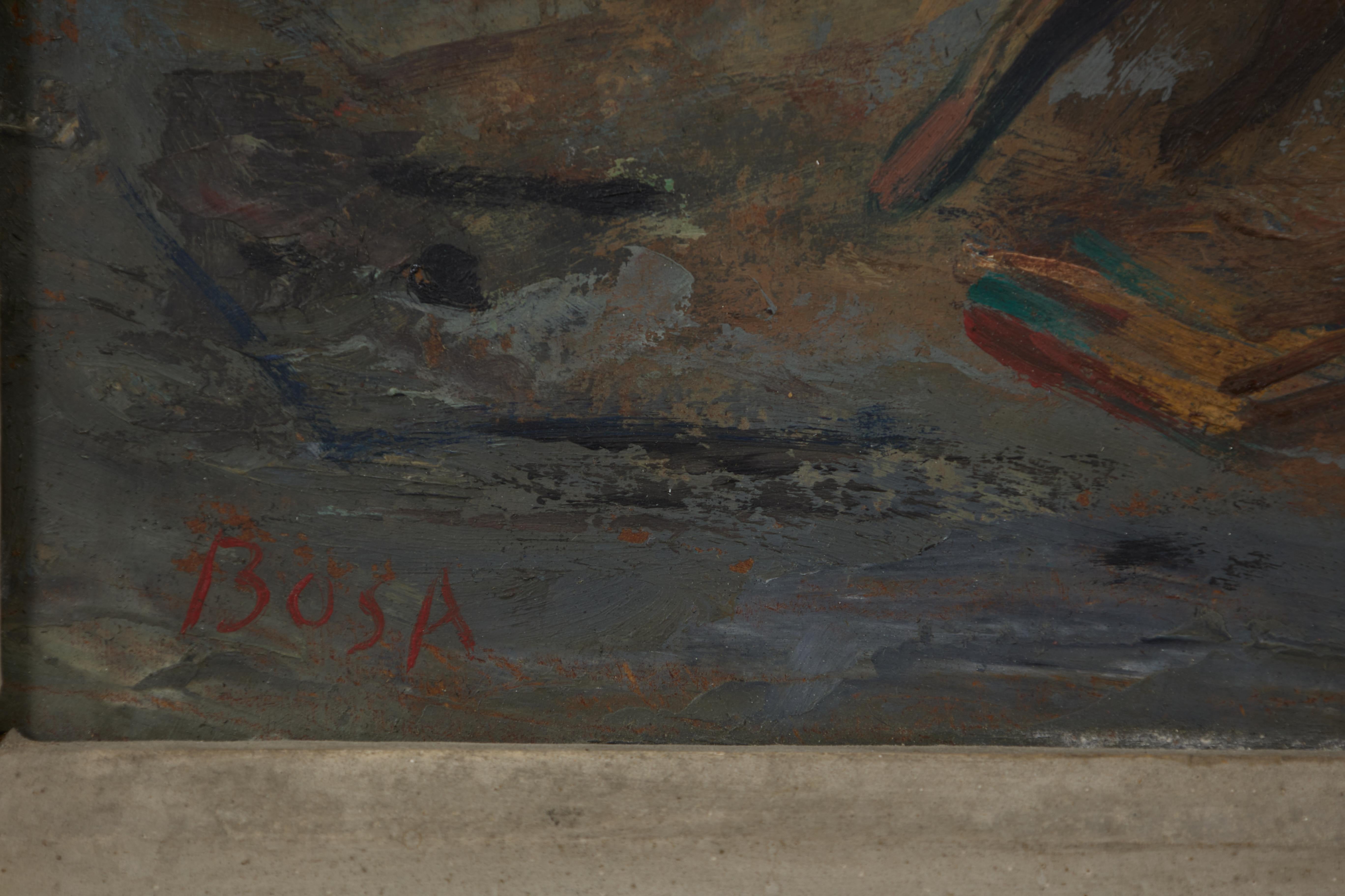 Escena de playa, surrealista Escena familiar figurativa de mediados de siglo Artista italiano en venta 1