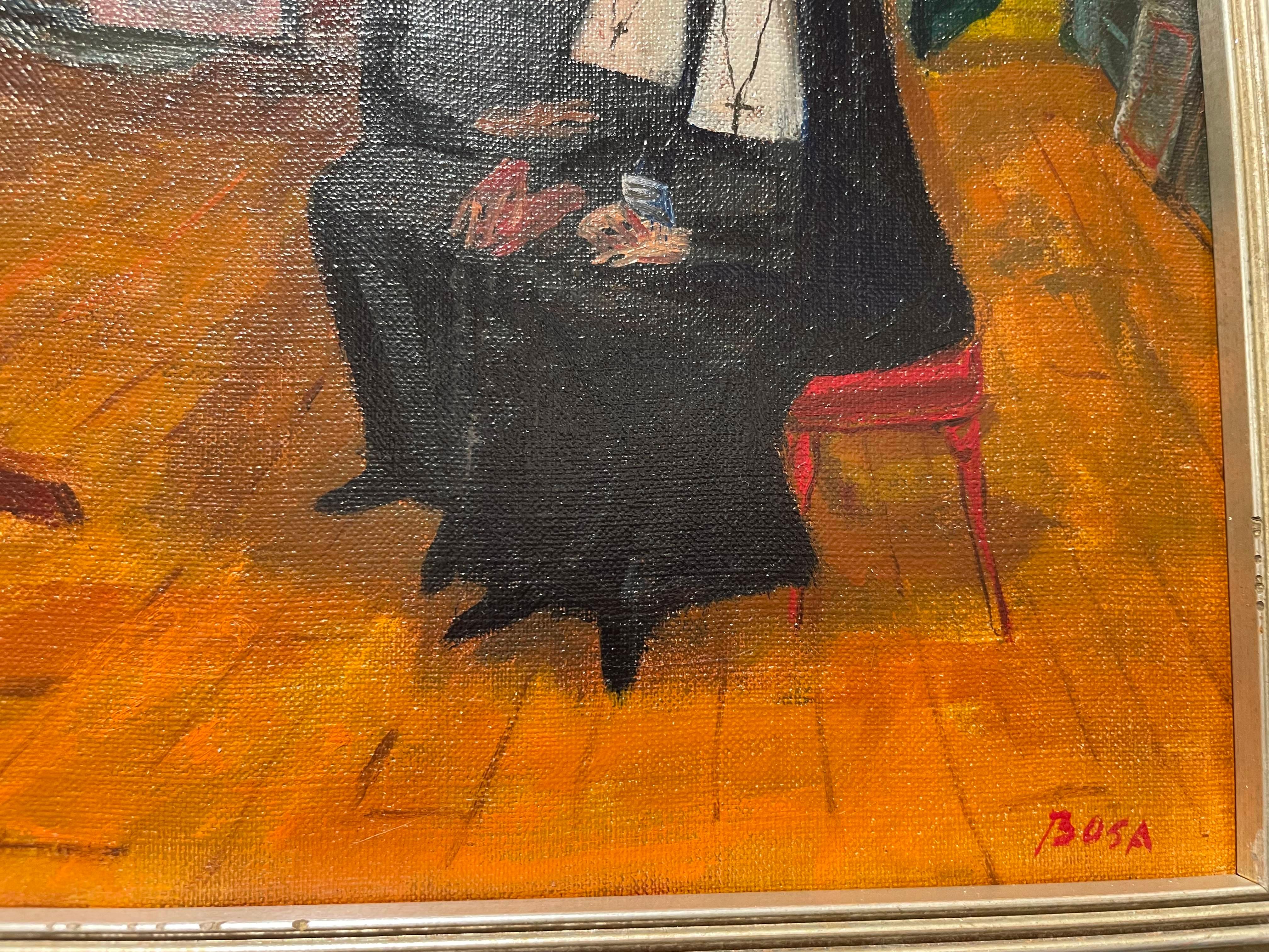 Nonnen in meinem Studio, Self-Portrait, italienisch-amerikanischer Künstler des 20. im Angebot 4