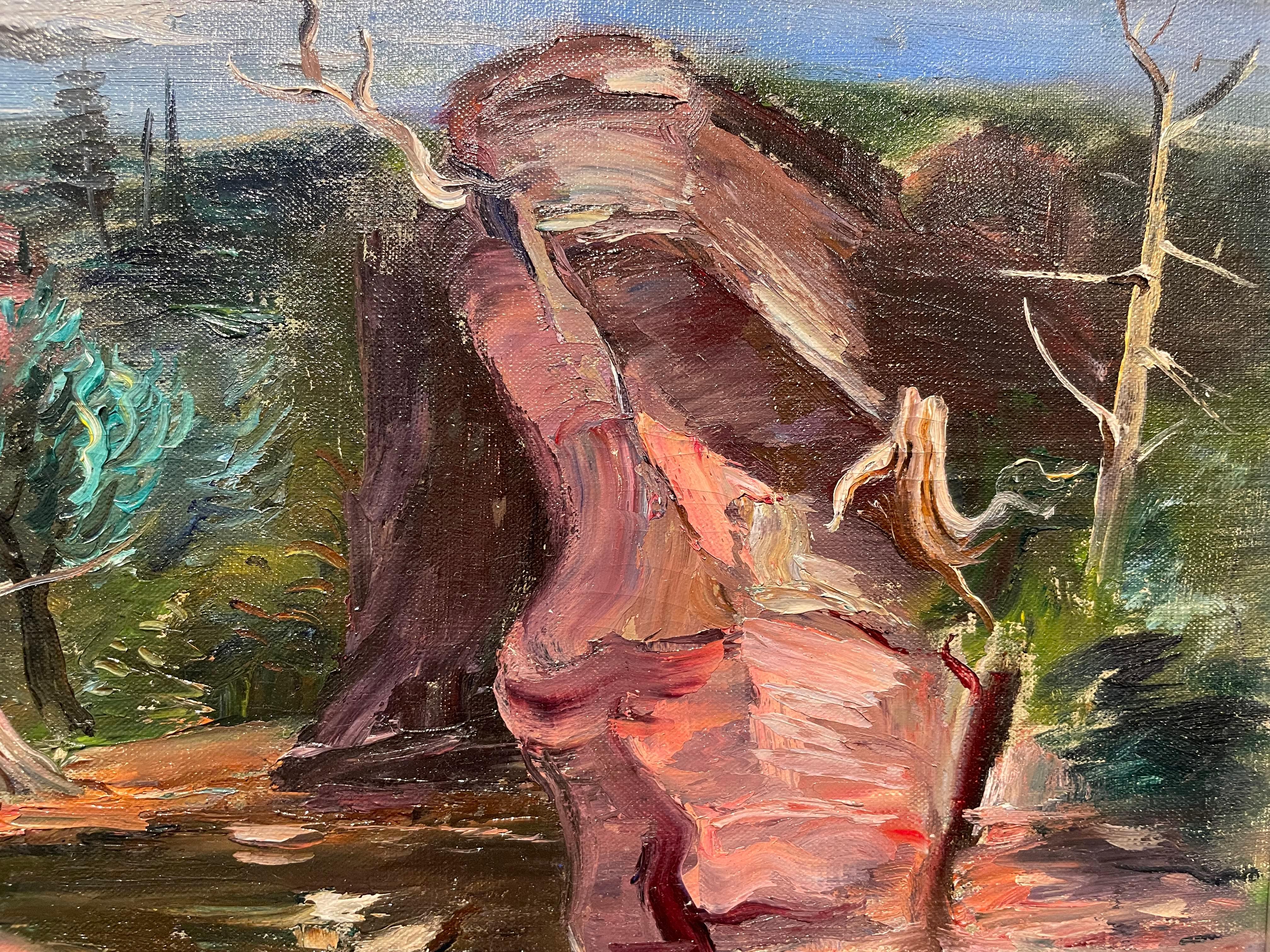Skinny Dippers, Landschaft des 20. Jahrhunderts, drehbare Familie, italienische Künstlerin im Angebot 5