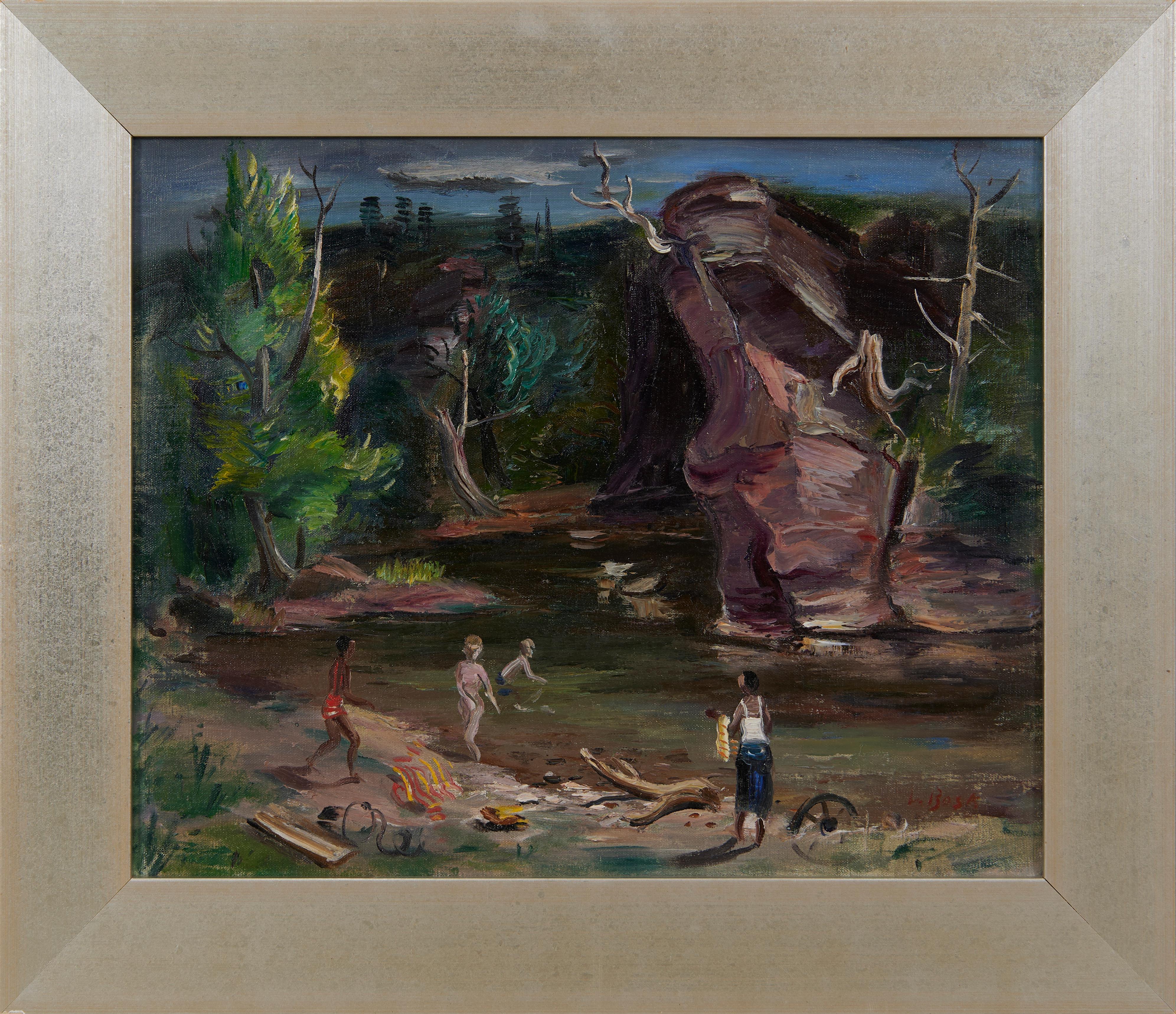 Skinny Dippers, Landschaft des 20. Jahrhunderts, drehbare Familie, italienische Künstlerin