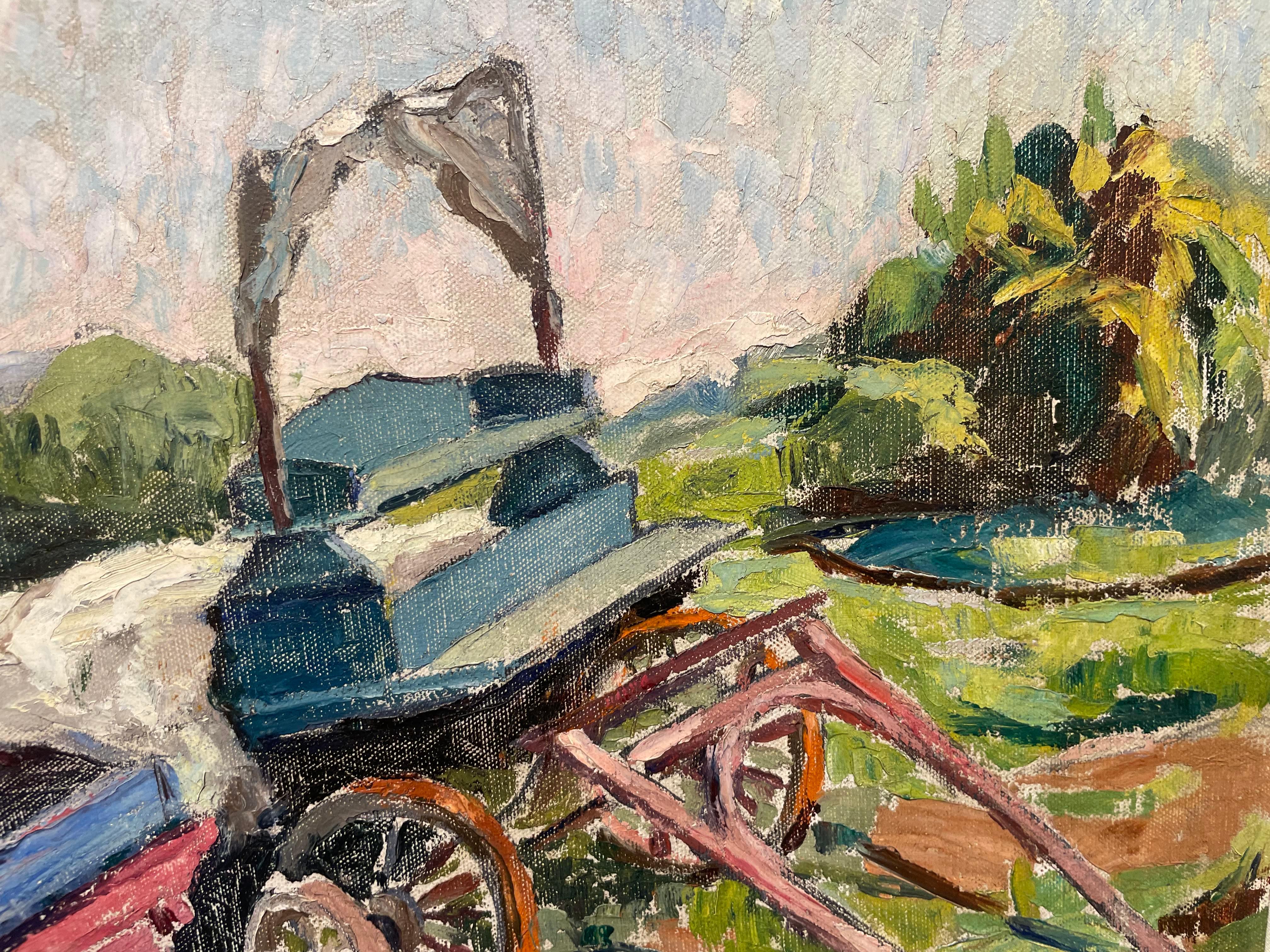 Two Wagons, Bucks County, PA 20th Century Farm Landscape For Sale 4