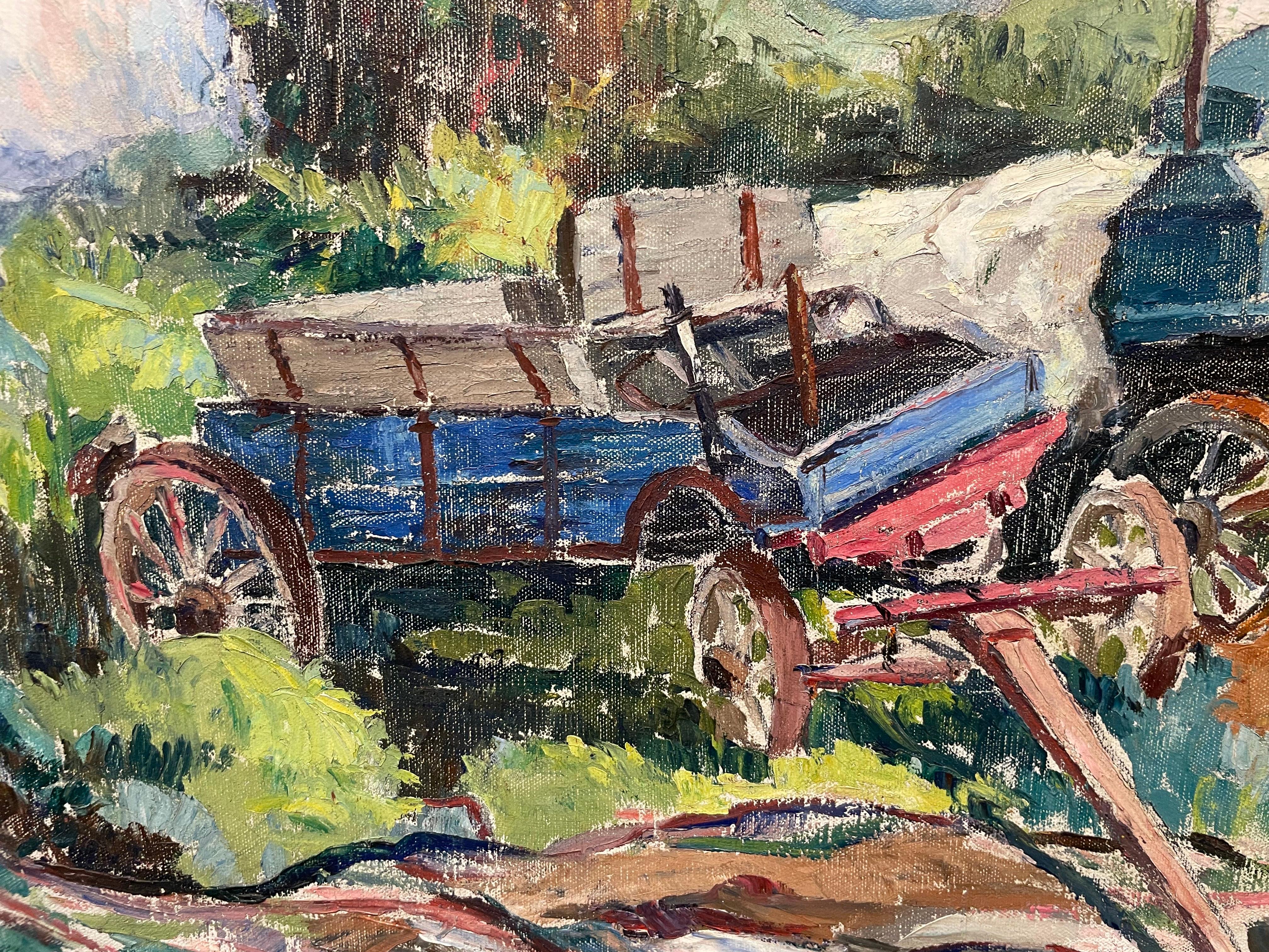 Two Wagons, Bucks County, PA 20th Century Farm Landscape For Sale 6